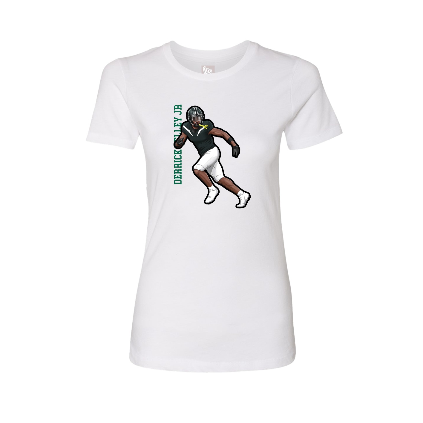 Fitted Women's Tee — Name Vertical in White