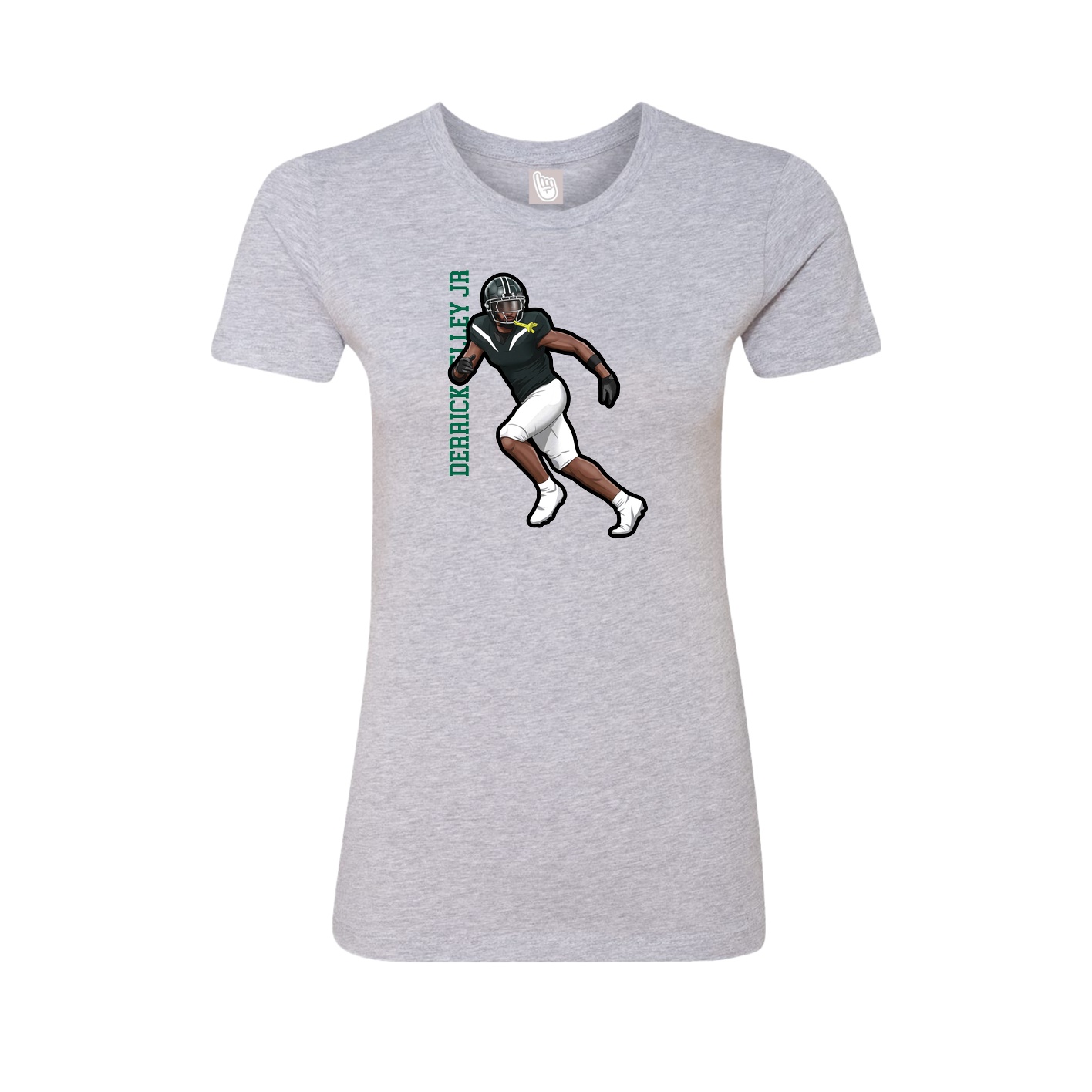 Fitted Women's Tee — Name Vertical in Grey