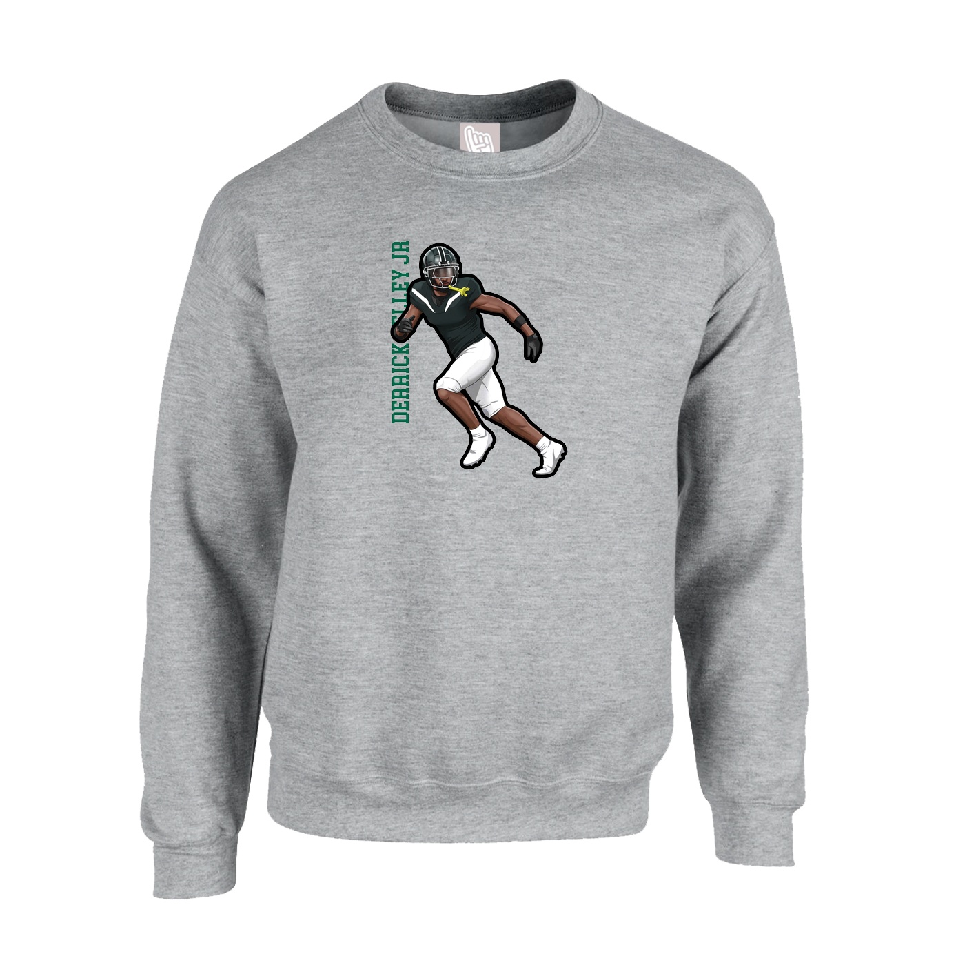 Fleece Crew — Name Vertical in Grey