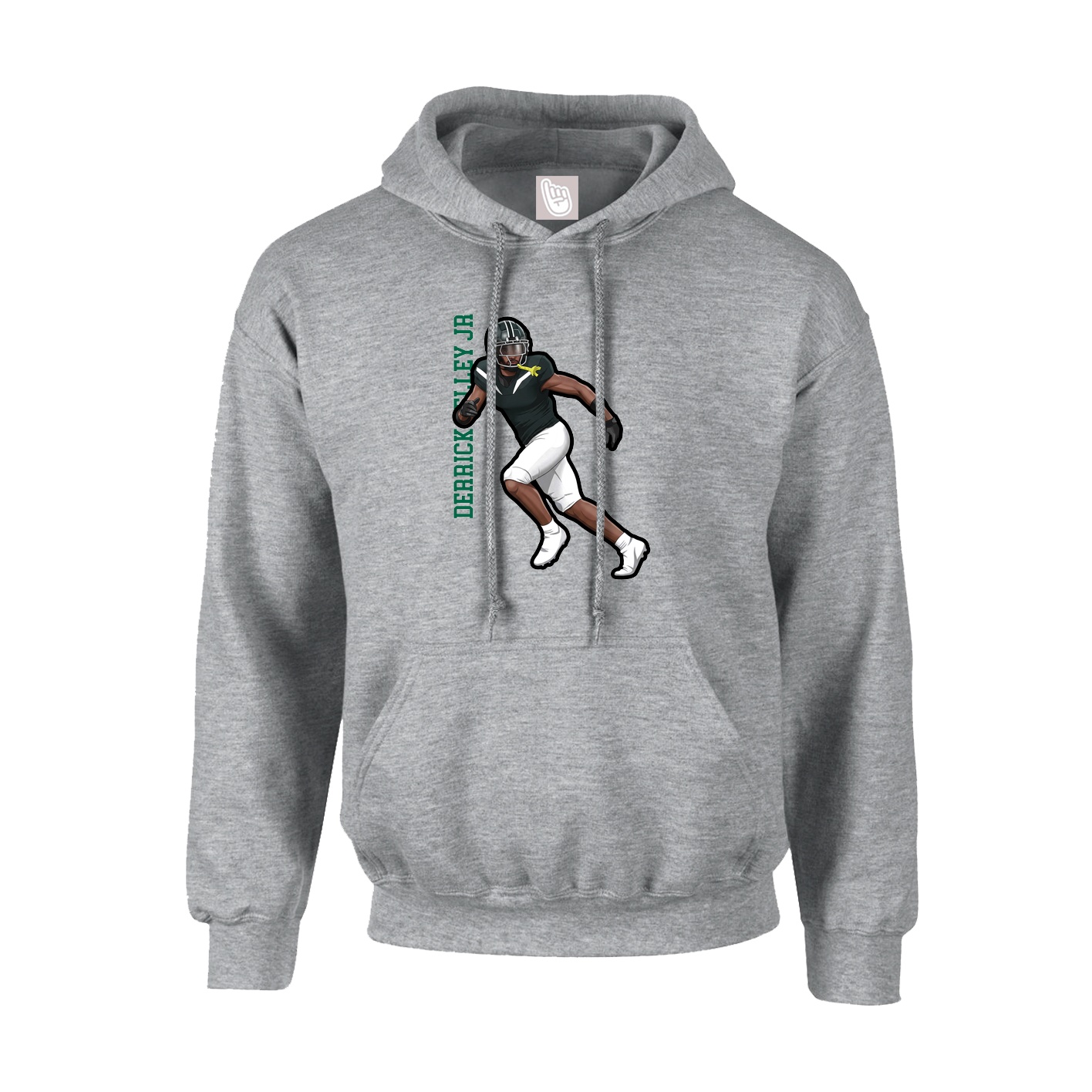 Youth Hoodie — Name Vertical in Grey