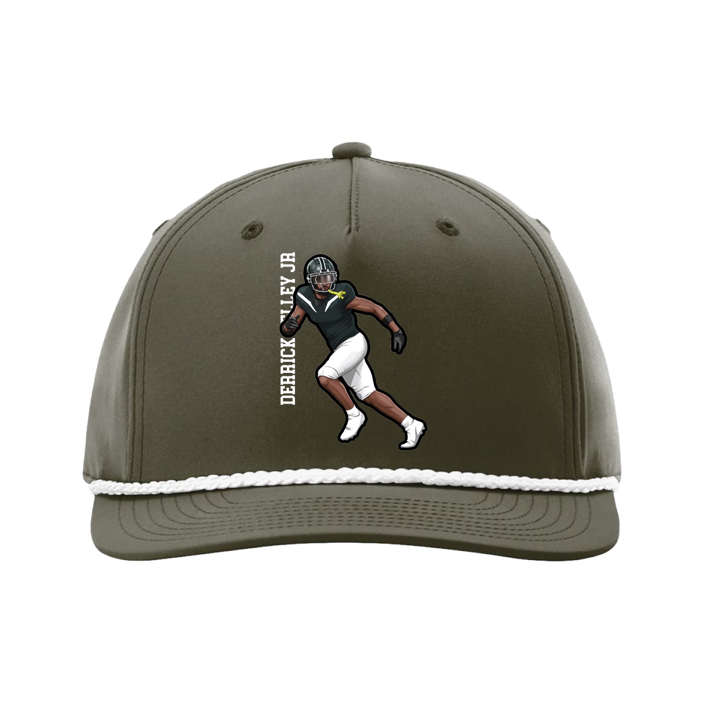 Five-Panel Classic Rope Cap — Name Vertical in Green
