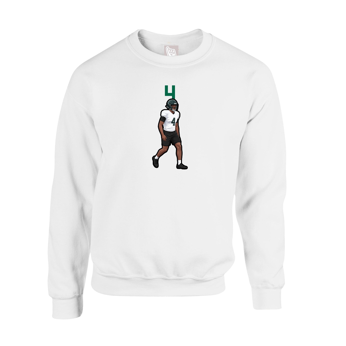Fleece Crew — Number Top in White