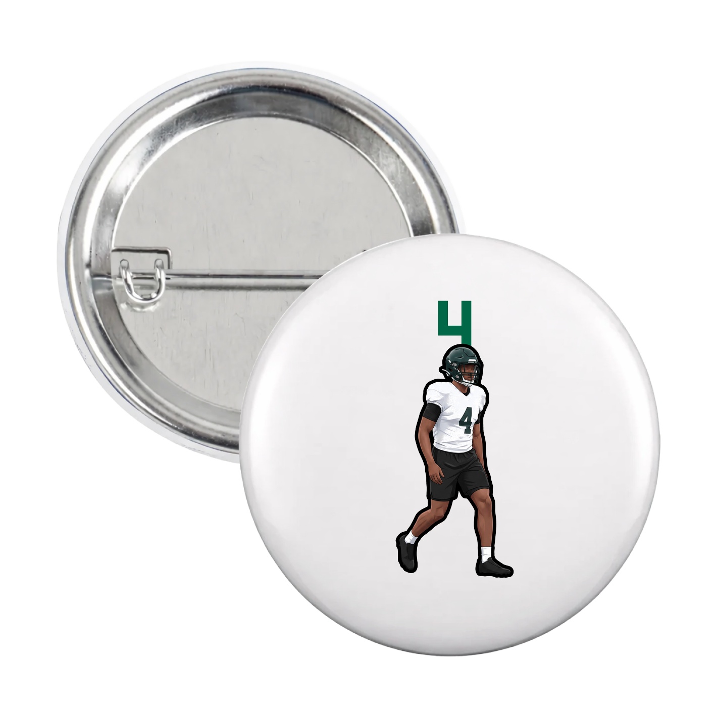 Game Day Button — Number Top in White