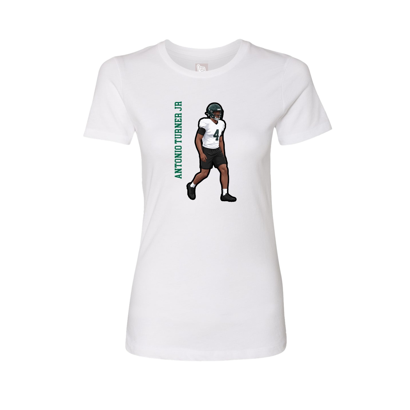 Womens Tee — Name Vertical in White