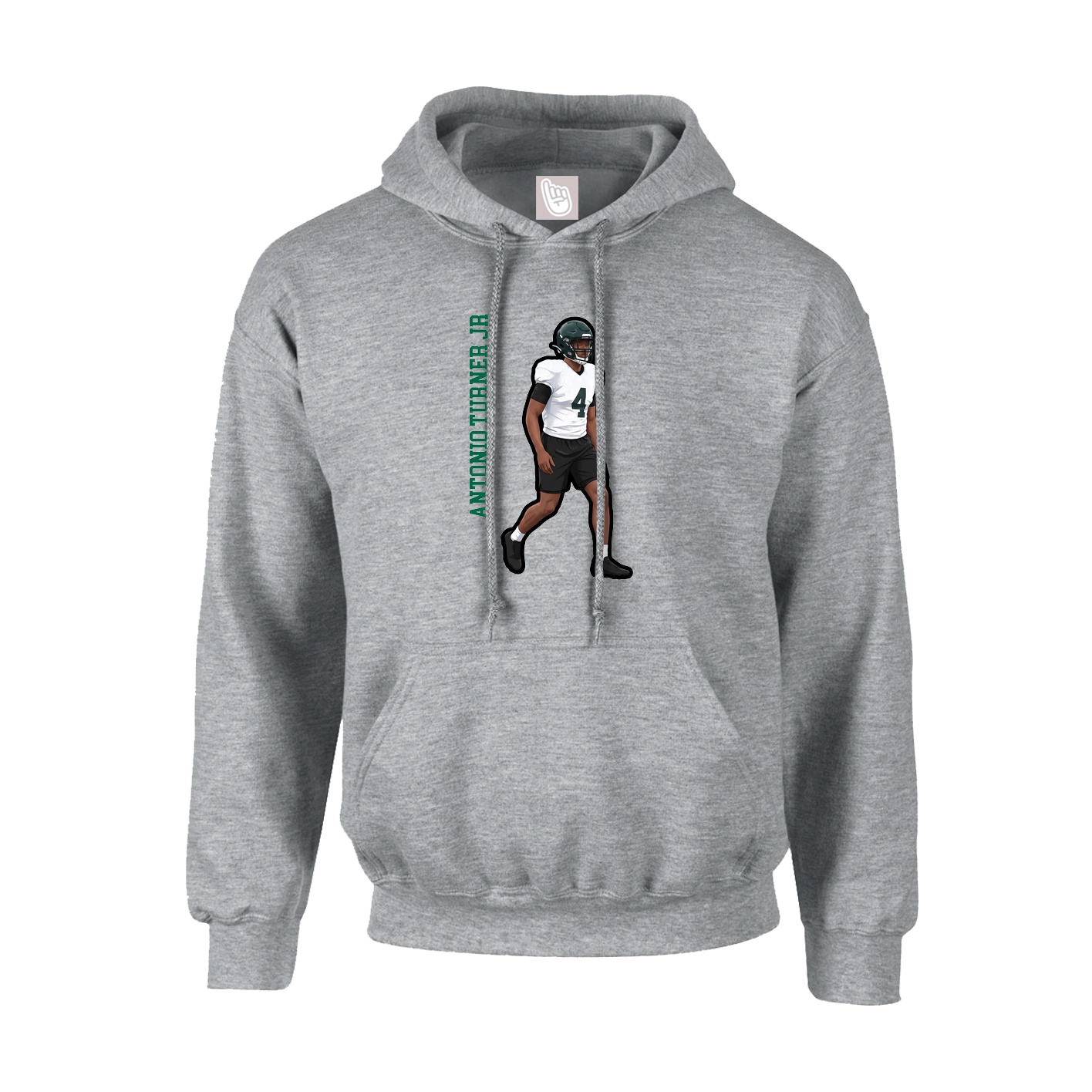 Youth Hoodie — Name Vertical in Grey