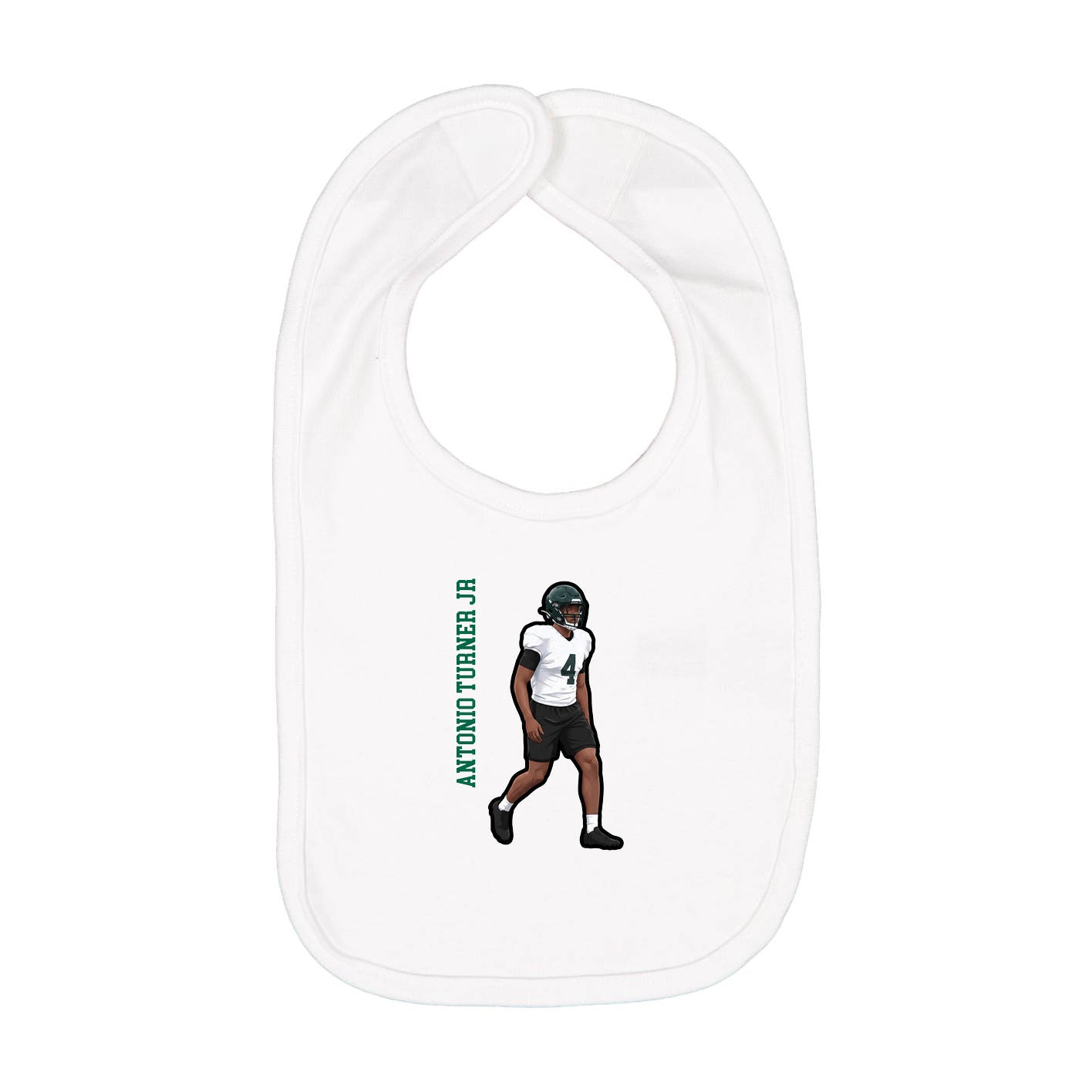 Infant Bib — Name Vertical in White