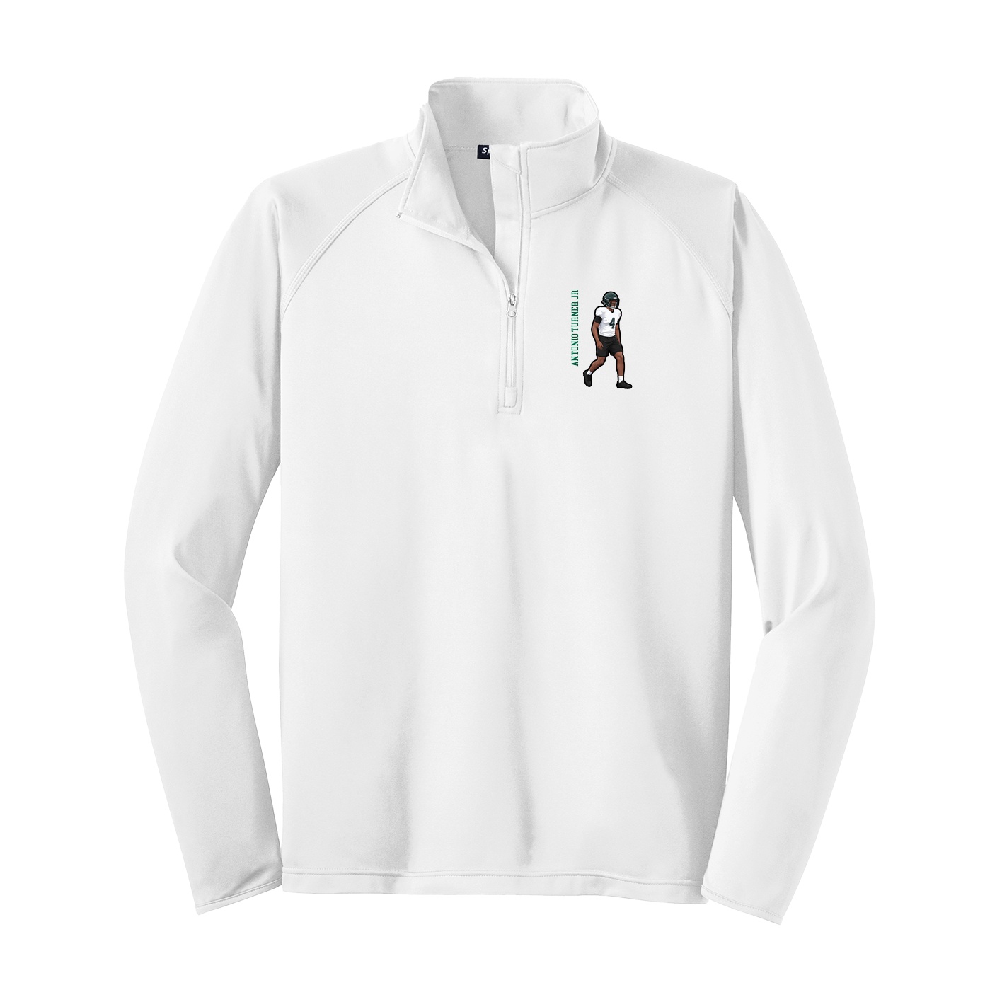 Q-Zip Pullover — Name Vertical in White