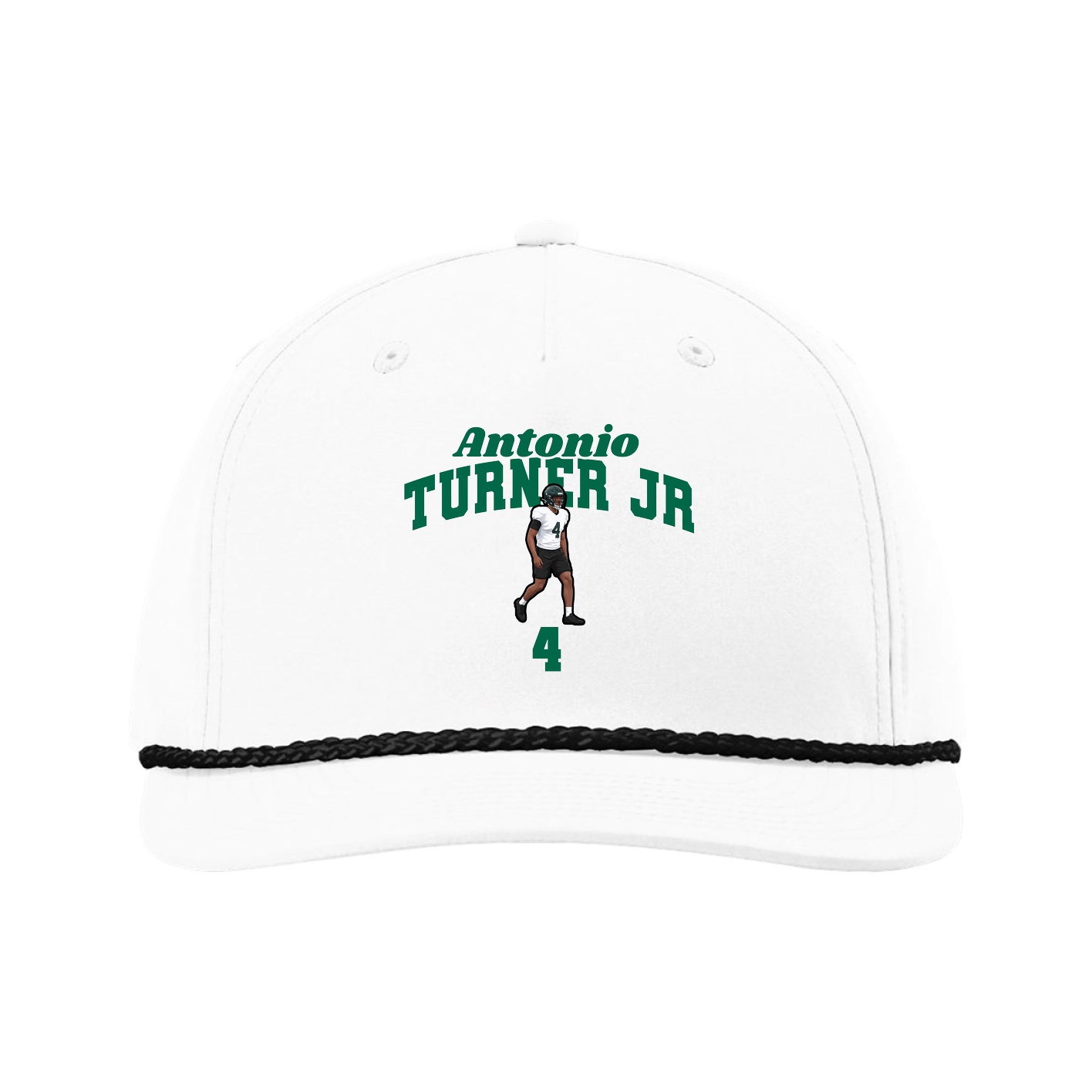 Five-Panel Classic Rope Cap — Signature Arch in White