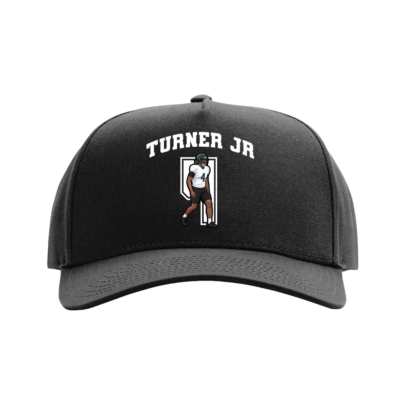 Full Fabric Five-Panel Champ Cap — Number in Black