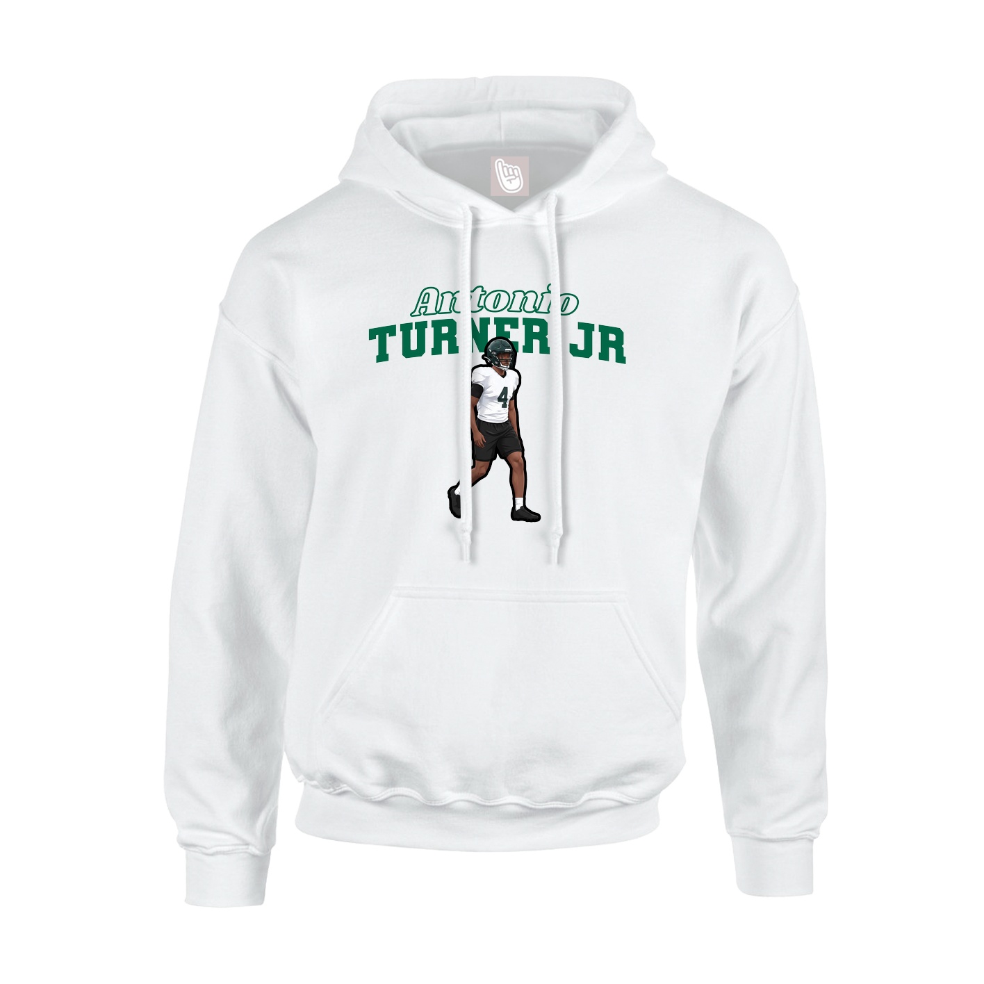 Youth Hoodie — Name Arch in White