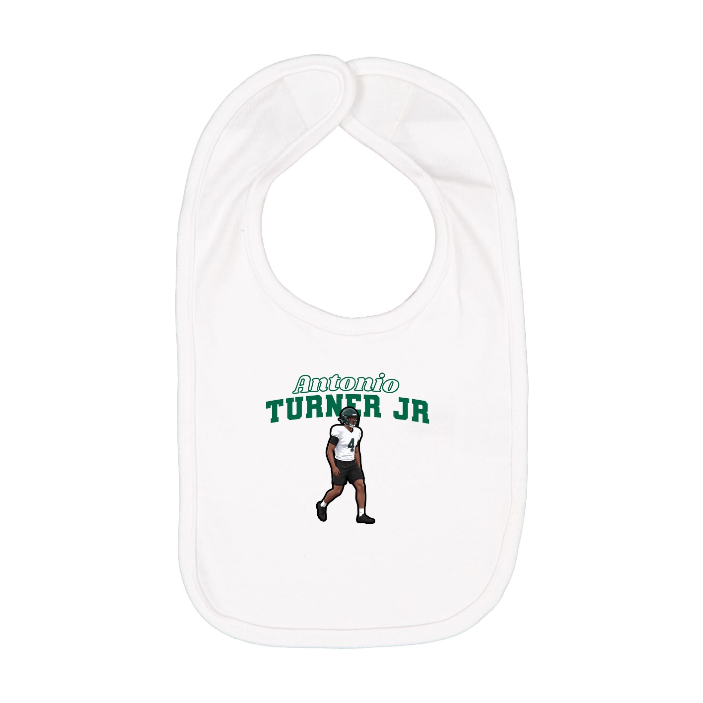 Infant Bib — Name Arch in White