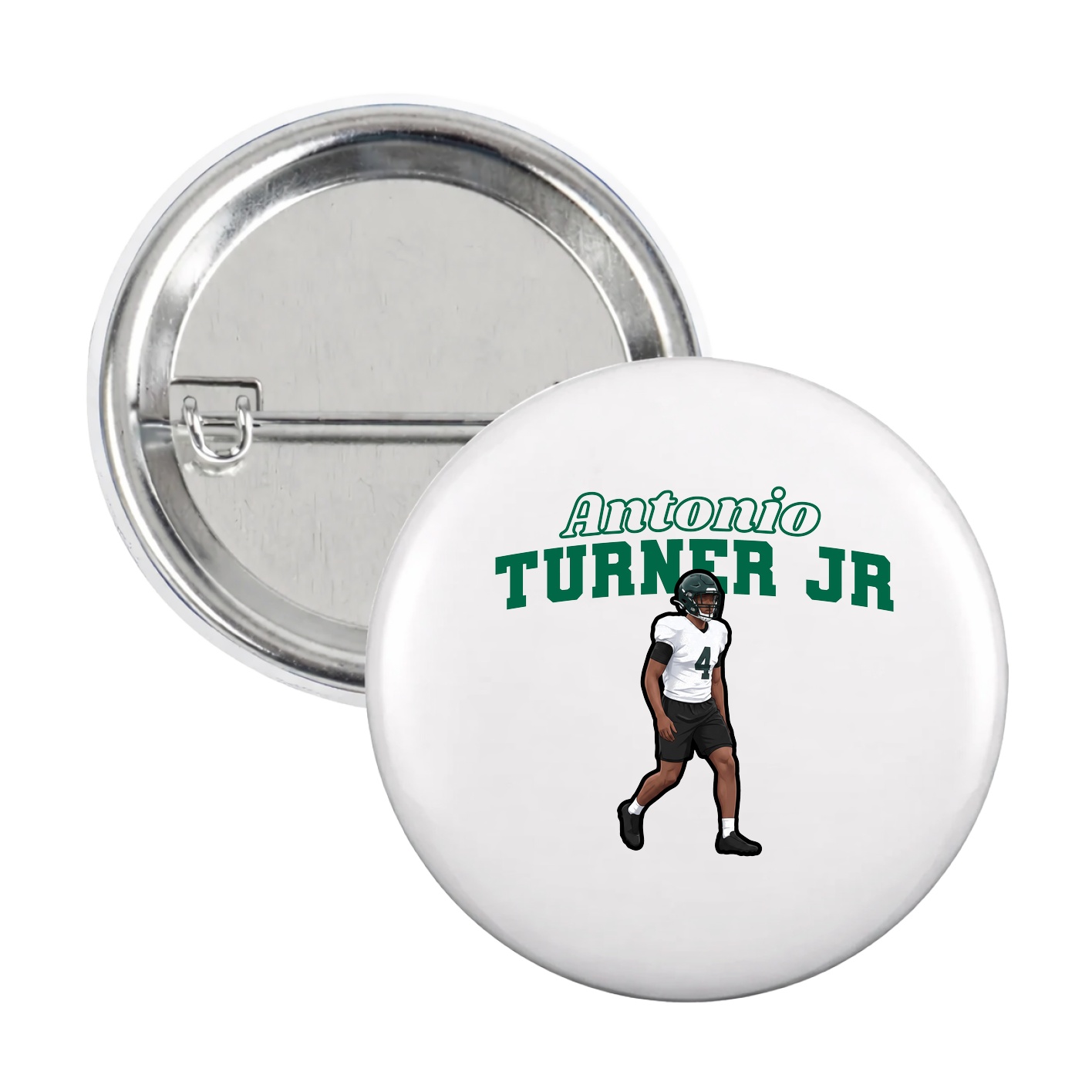Game Day Button — Name Arch in White