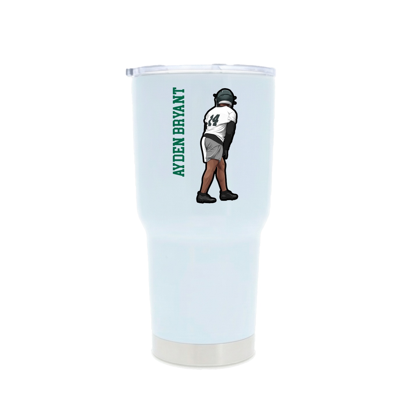 30oz Stainless Steel Tumbler — Name Vertical in White