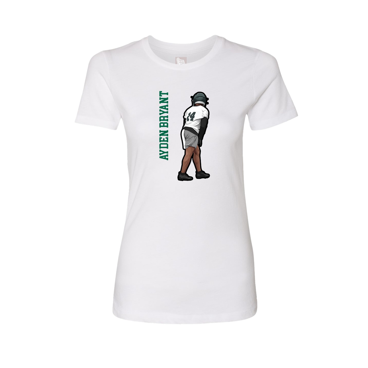 Womens Tee — Name Vertical in White