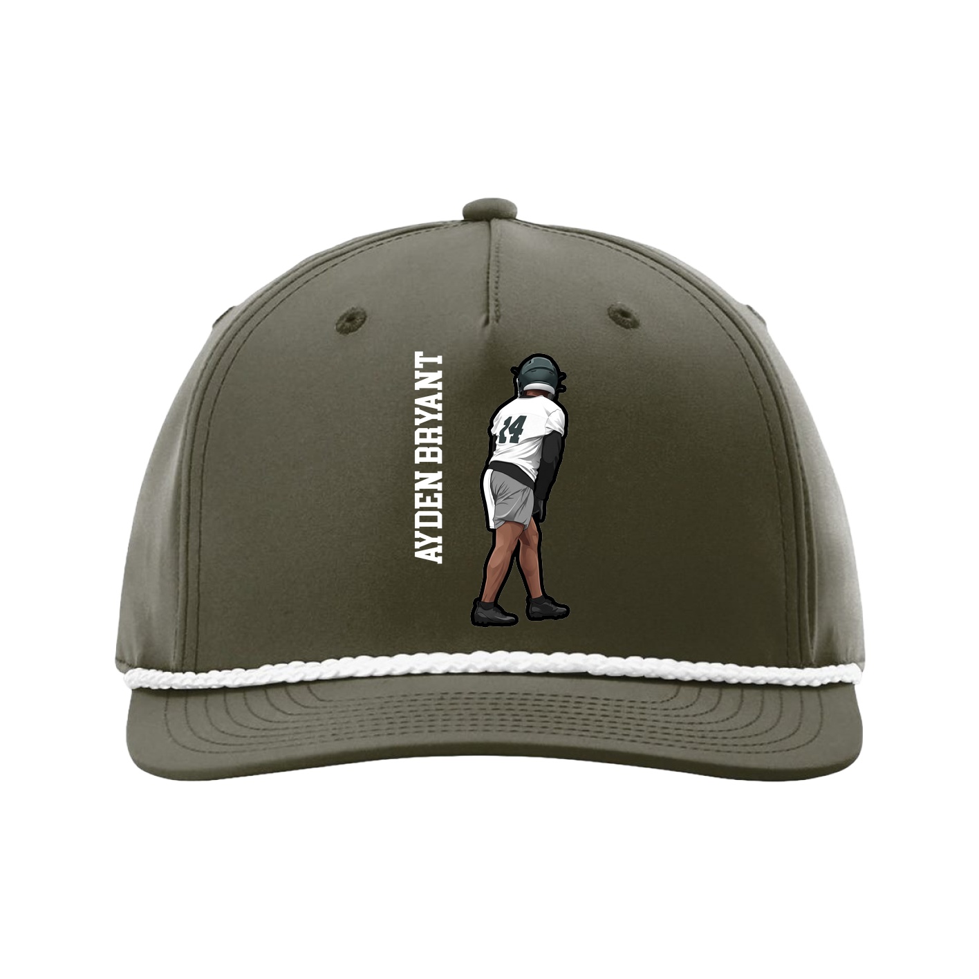 Five-Panel Classic Rope Cap — Name Vertical in Green