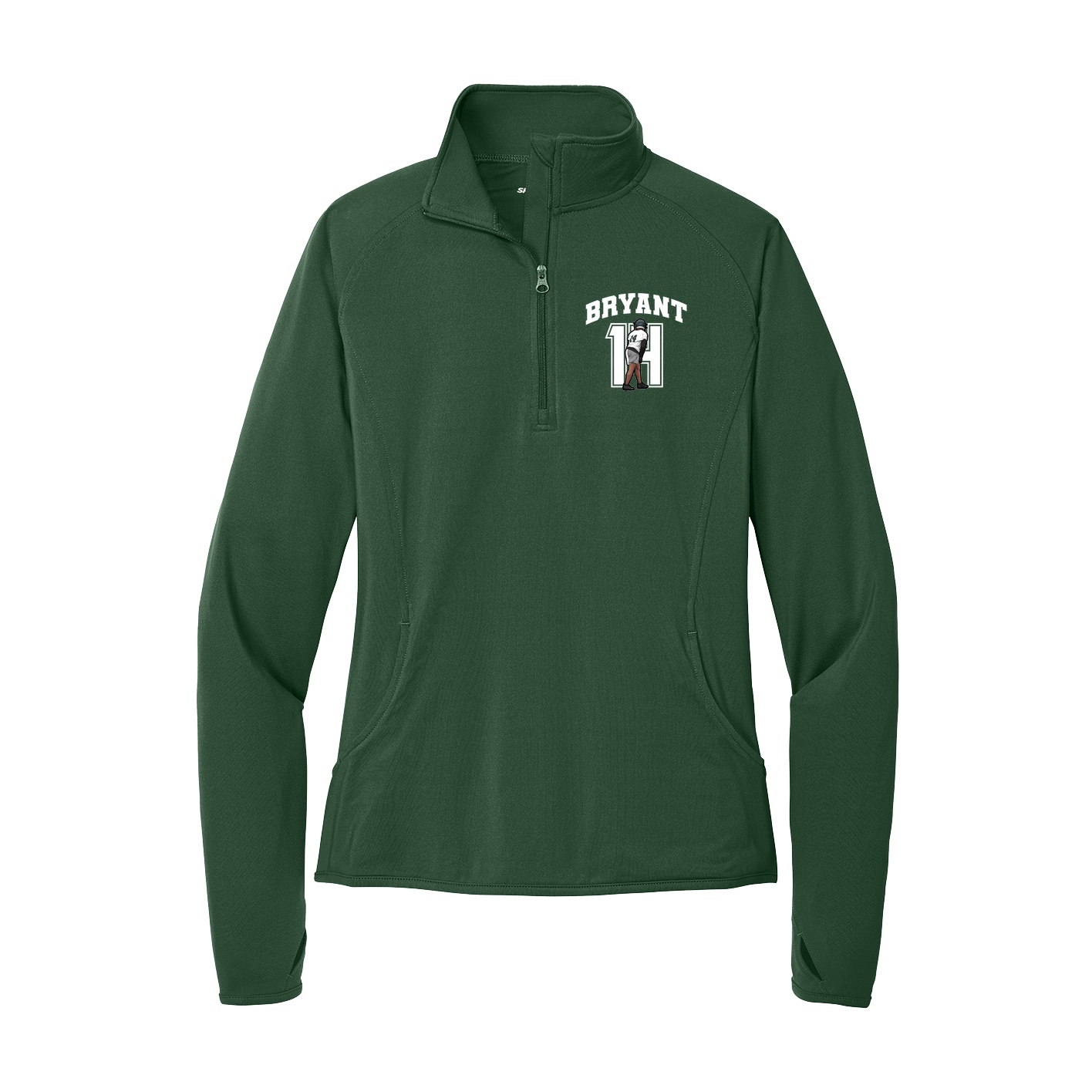 Women's Q-Zip Pullover — Number in Green