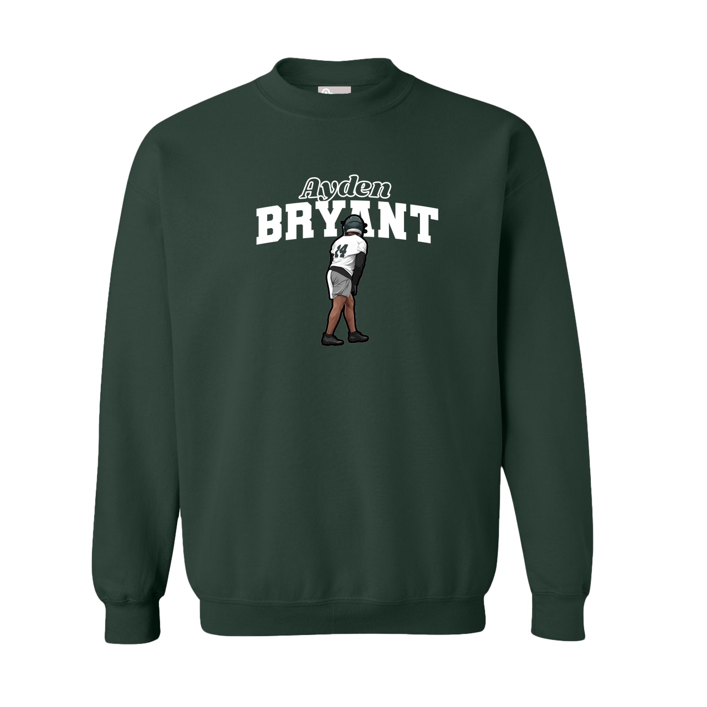 Fleece Crew — Name Arch in Green
