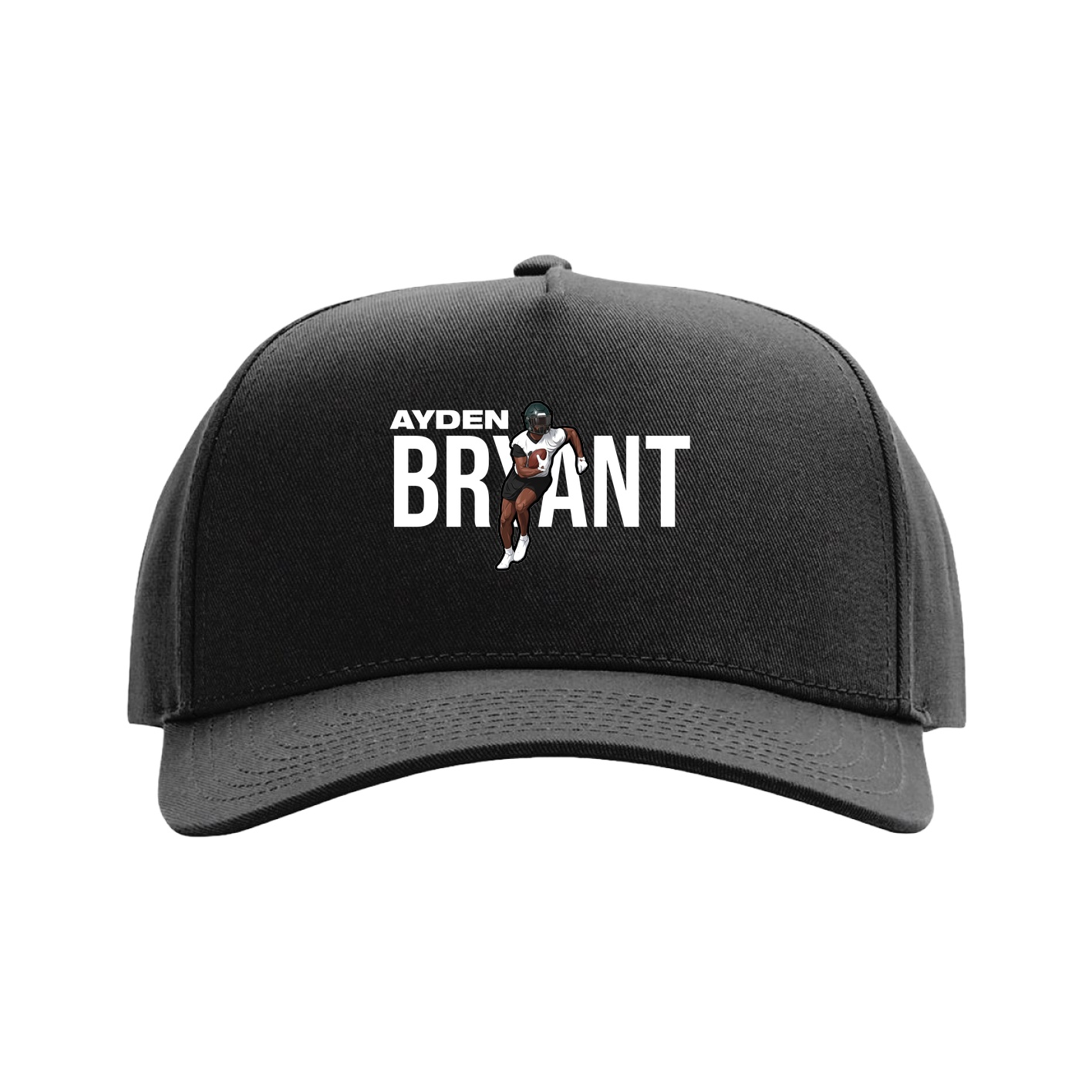 Full Fabric Five-Panel Champ Cap — Player Name in Black