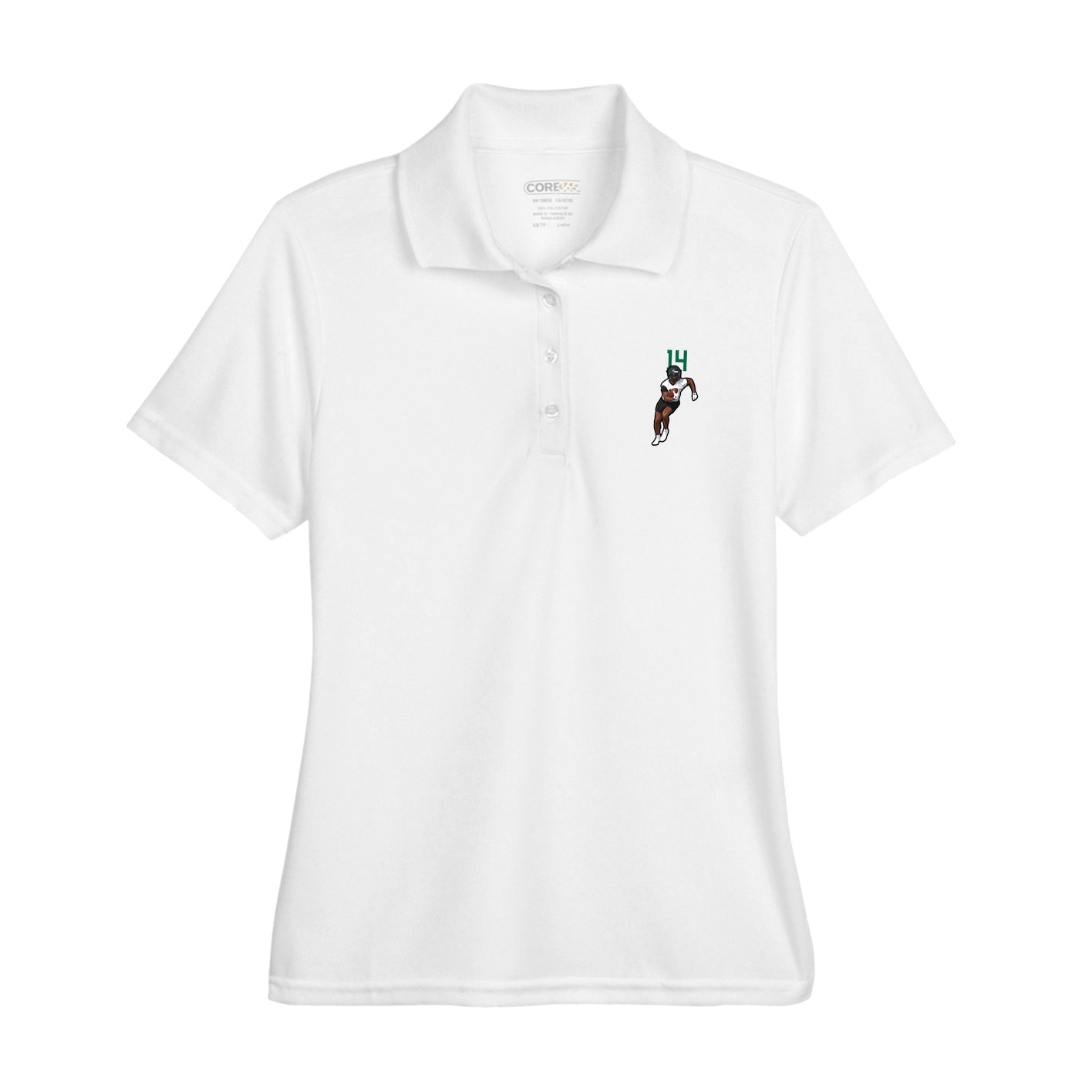 Womens Performance Polo — Number Top in White
