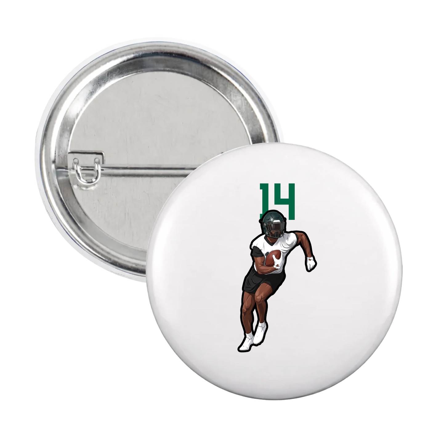 Game Day Button — Number Top in White