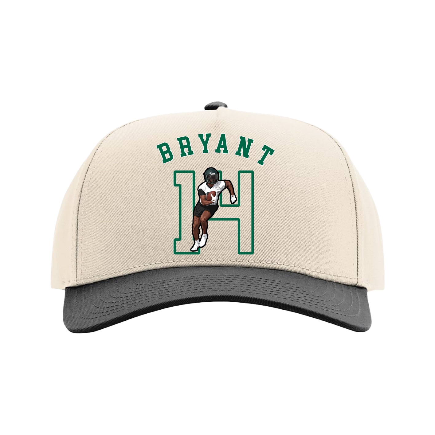 Full Fabric Five-Panel Champ Cap — Shirsey Arch in Cream/Black