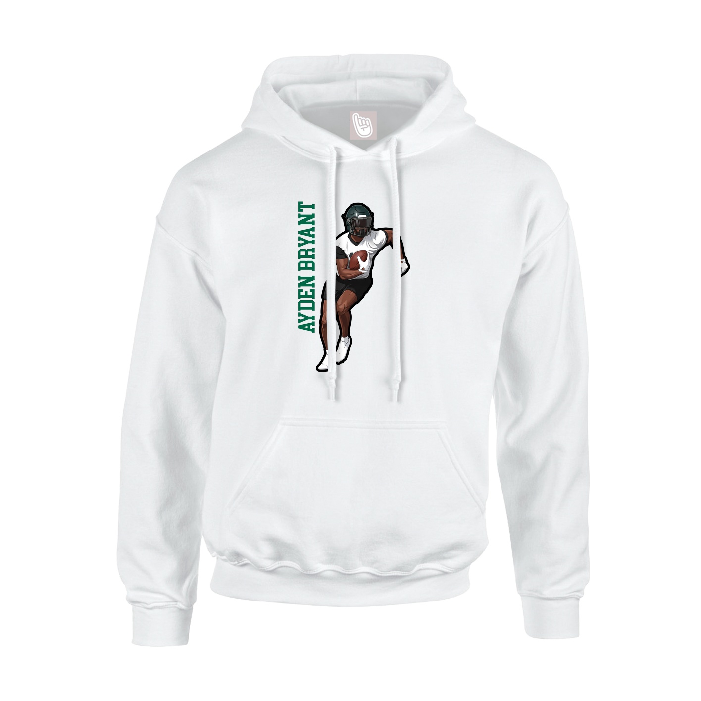 Youth Hoodie — Name Vertical in White