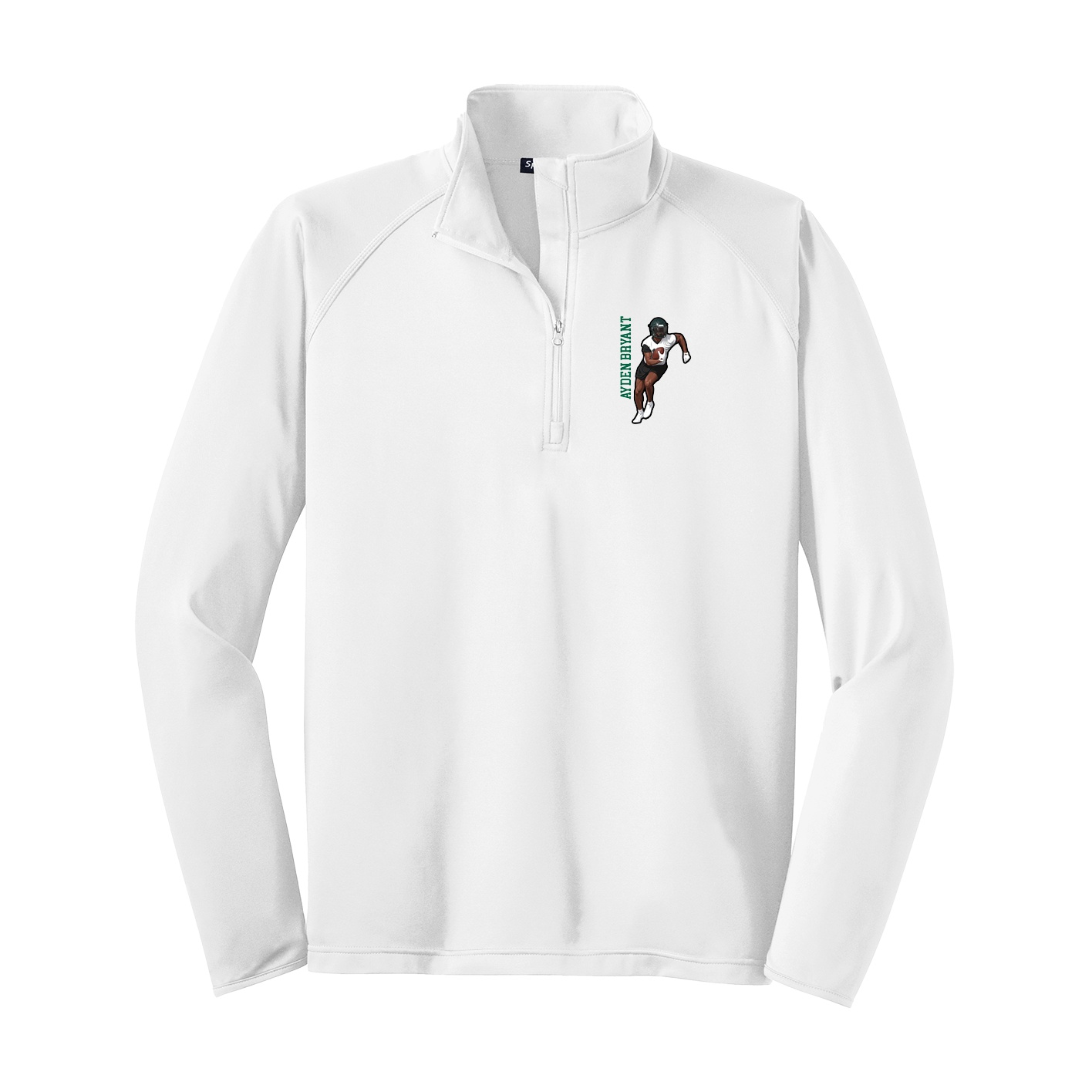 Q-Zip Pullover — Name Vertical in White