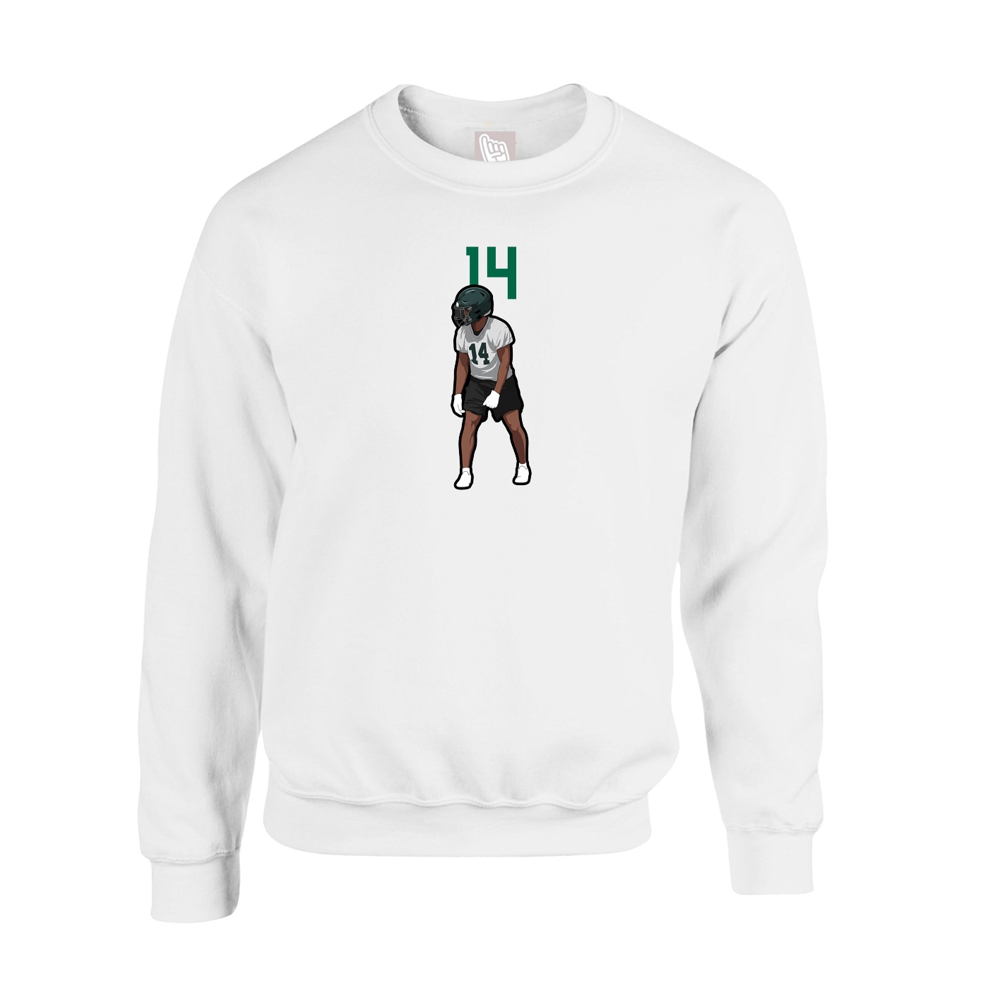 Fleece Crew — Number Top in White