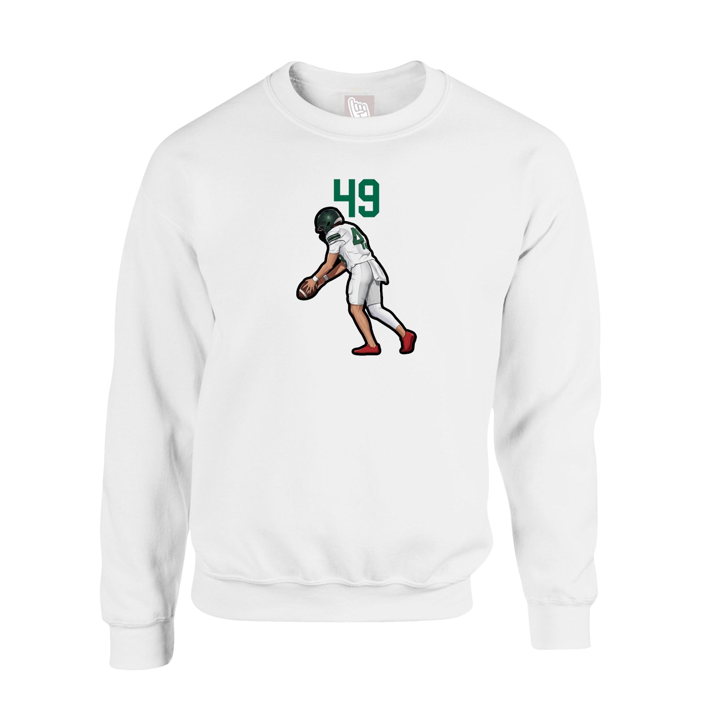 Fleece Crew — Number Top in White
