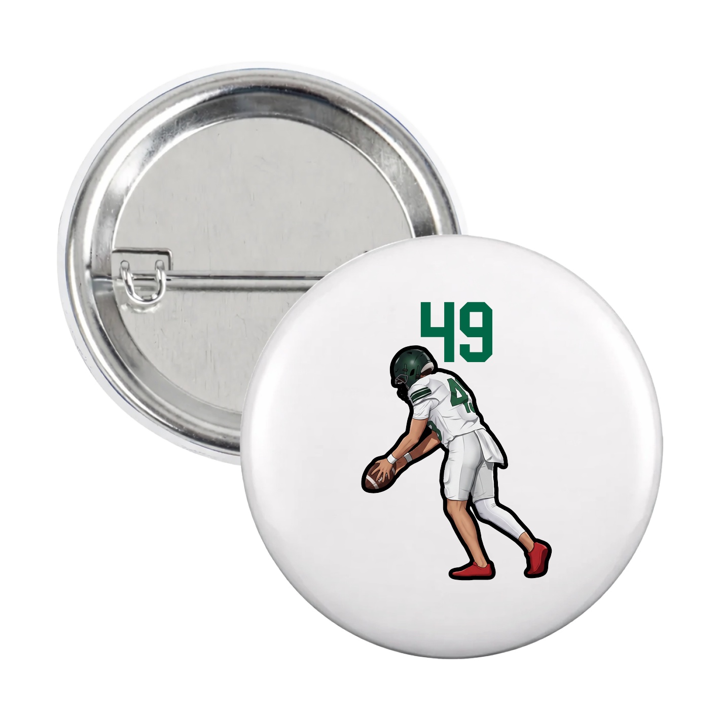 Game Day Button — Number Top in White