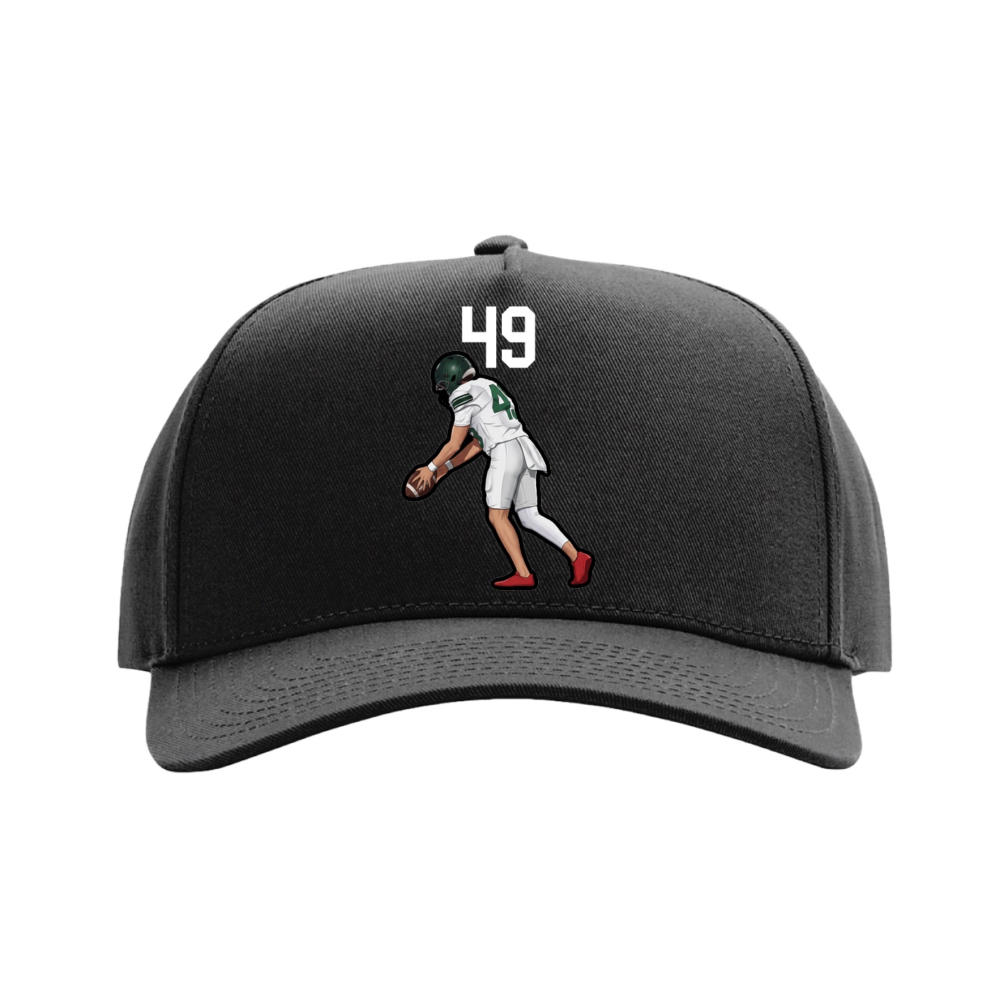 Full Fabric Five-Panel Champ Cap — Number Top in Black