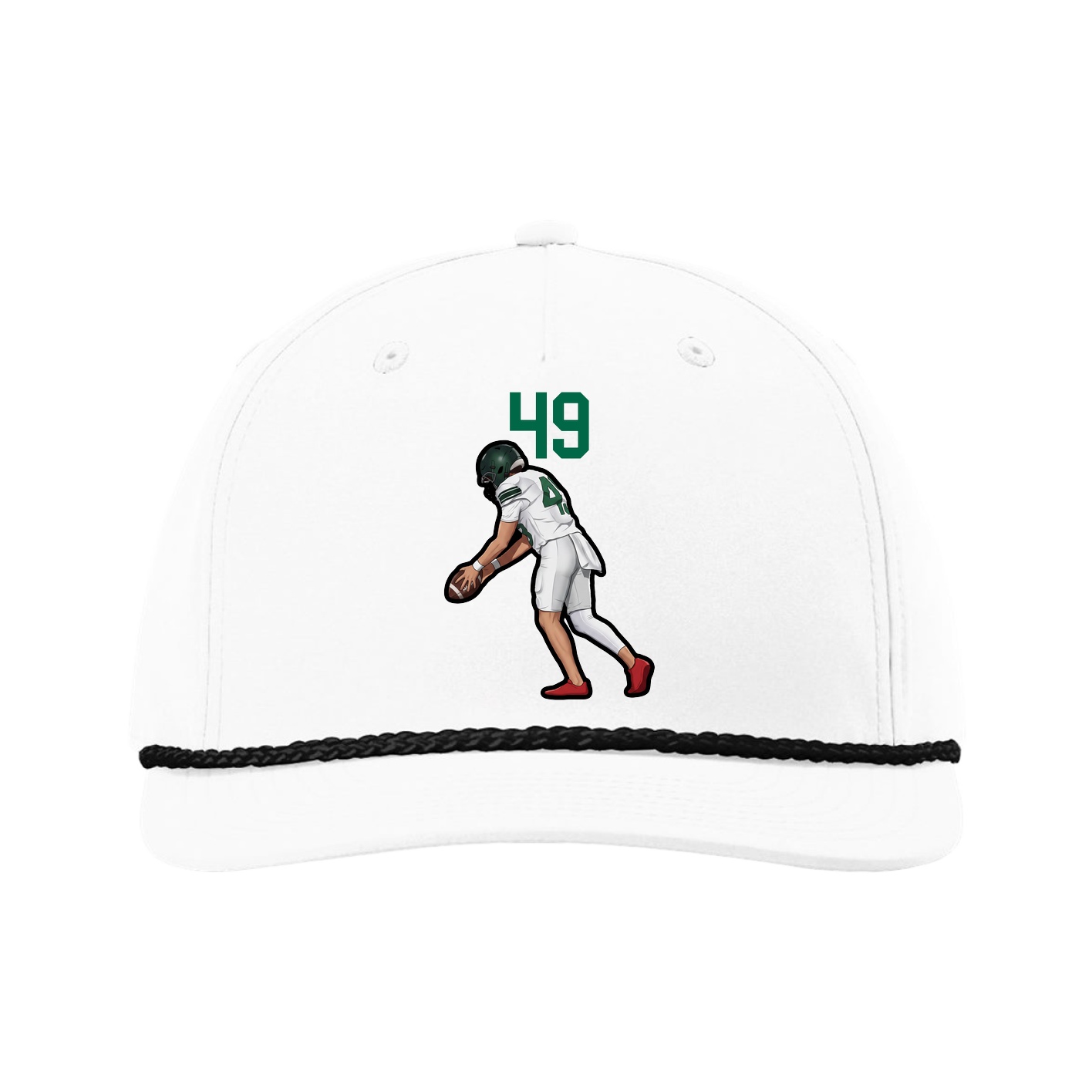 Five-Panel Classic Rope Cap — Number Top in White