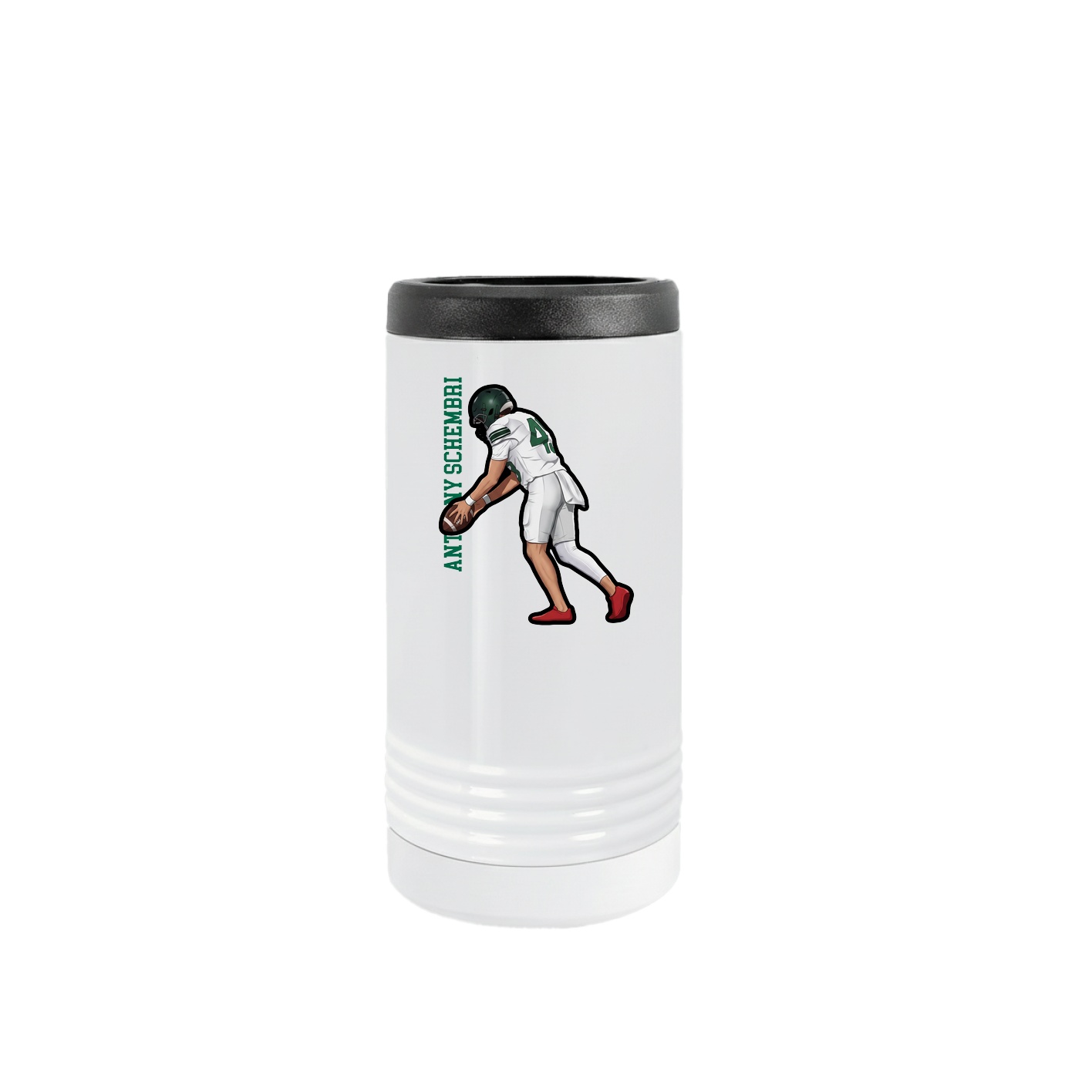 Slim Beverage Holder — Name Vertical in White