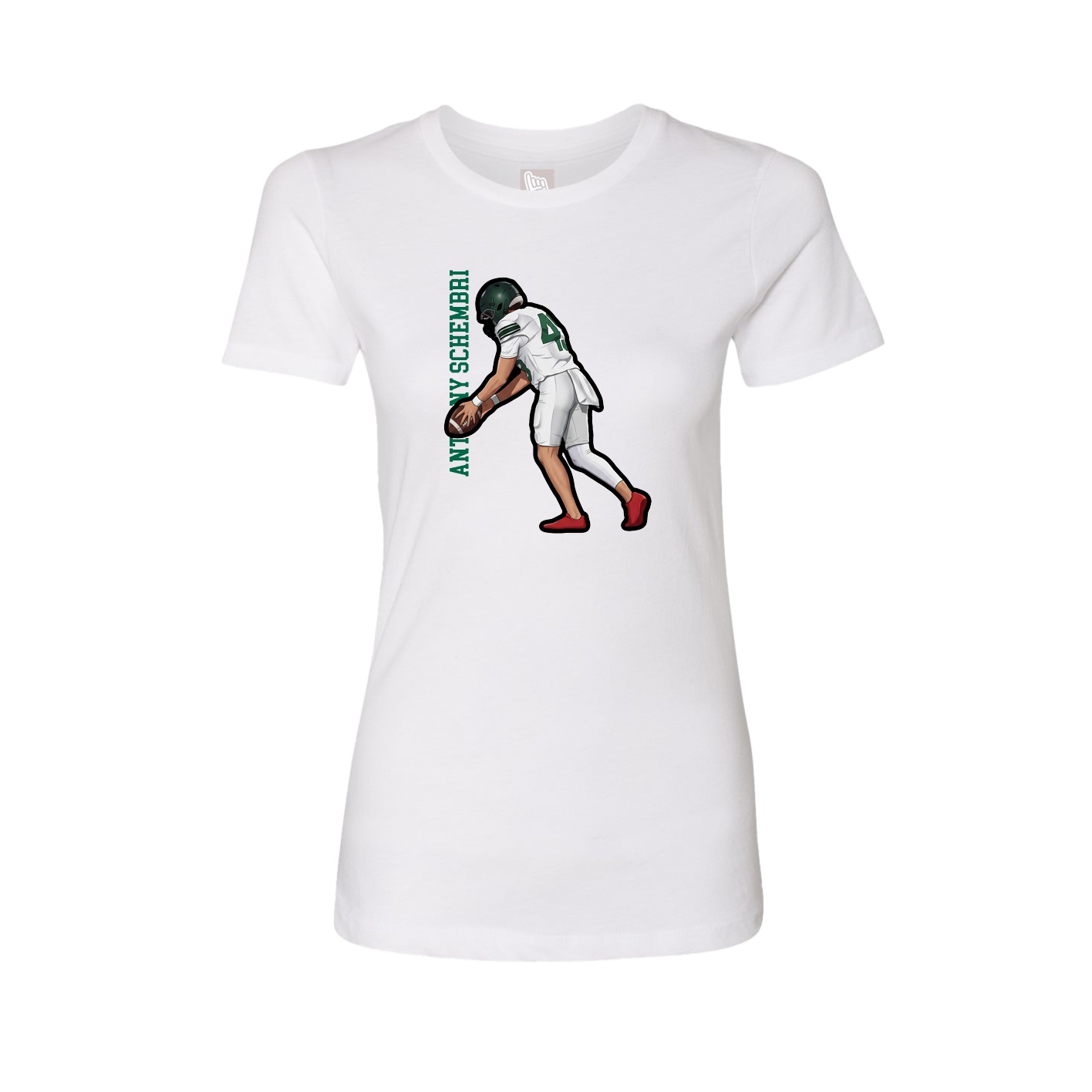 Fitted Women's Tee — Name Vertical in White