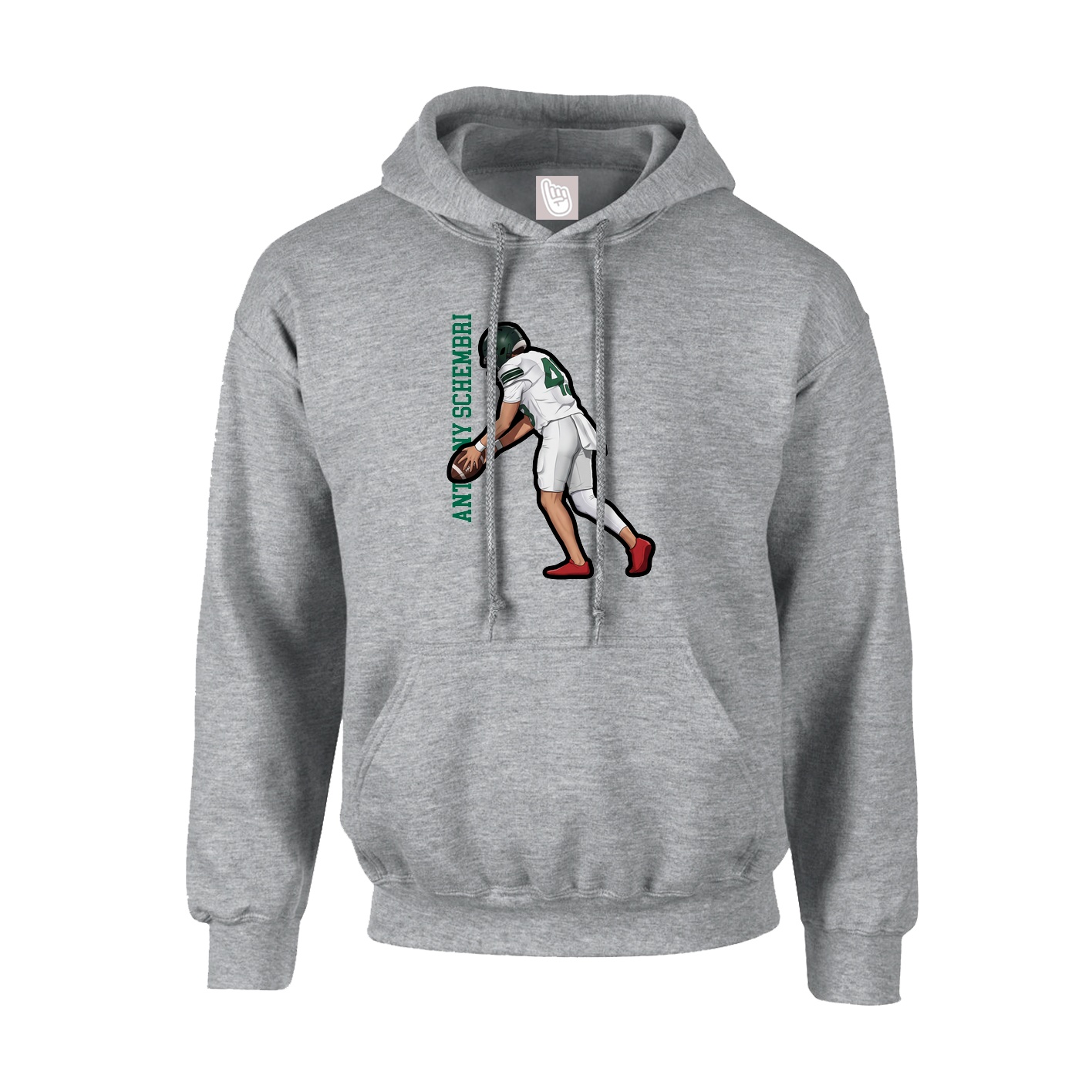 Hoodie — Name Vertical in Grey