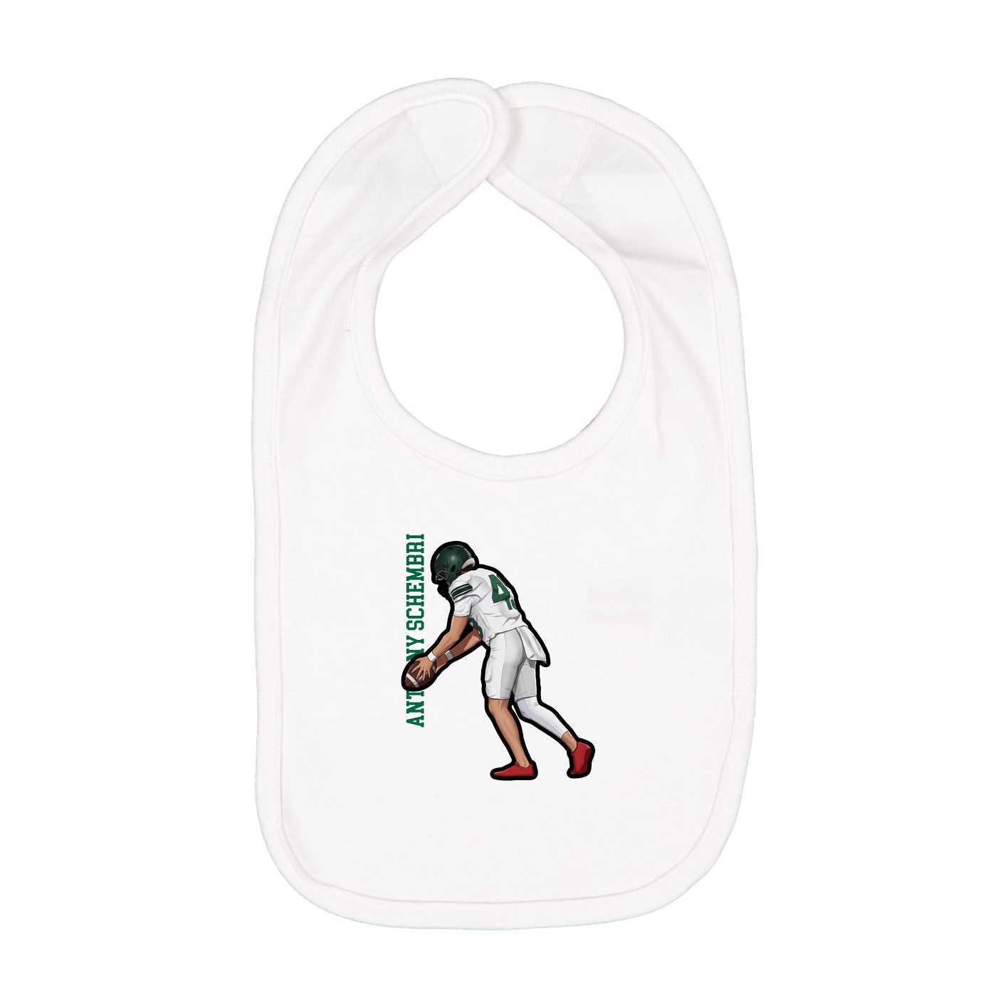 Infant Bib — Name Vertical in White