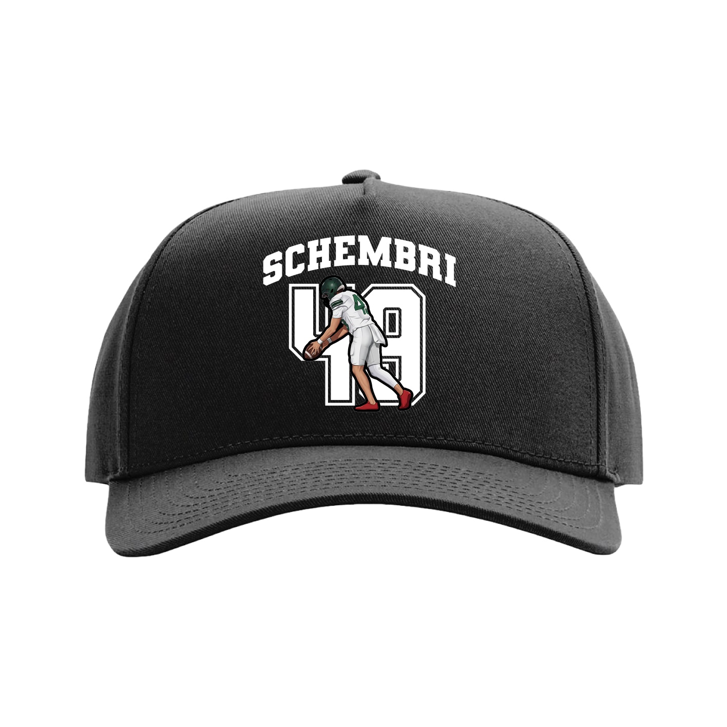 Full Fabric Five-Panel Champ Cap — Number in Black