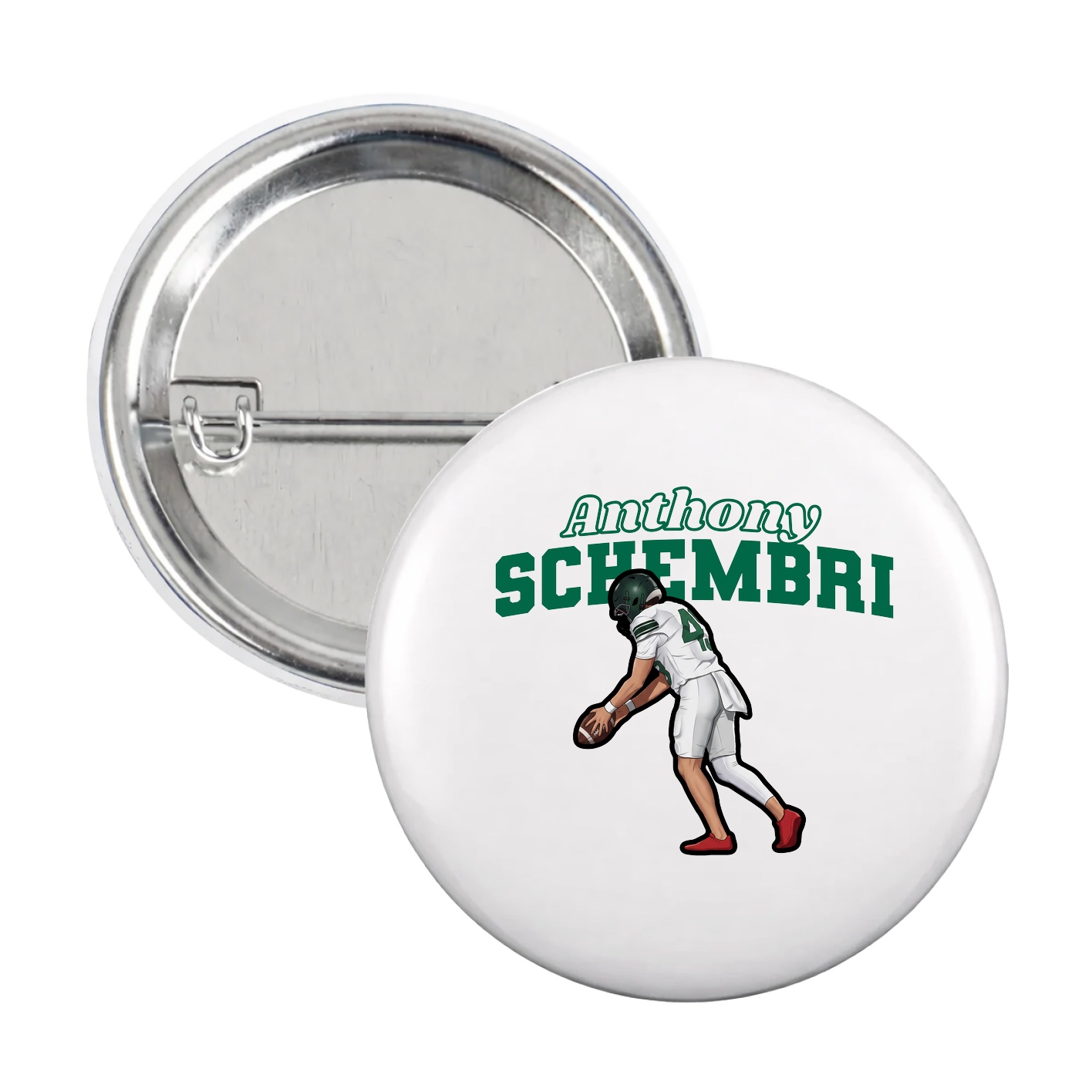 Game Day Button — Name Arch in White