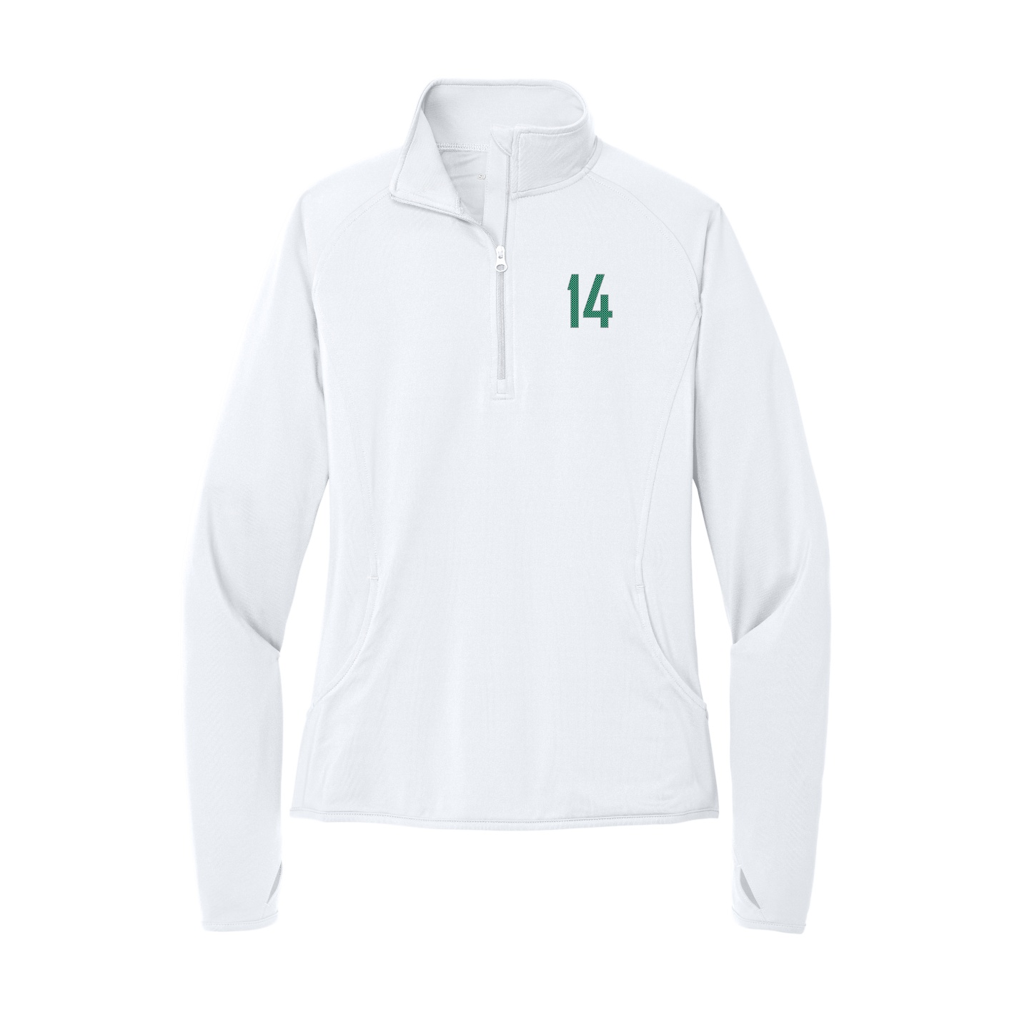 Women's Q-Zip Pullover — Front Shirsy in White