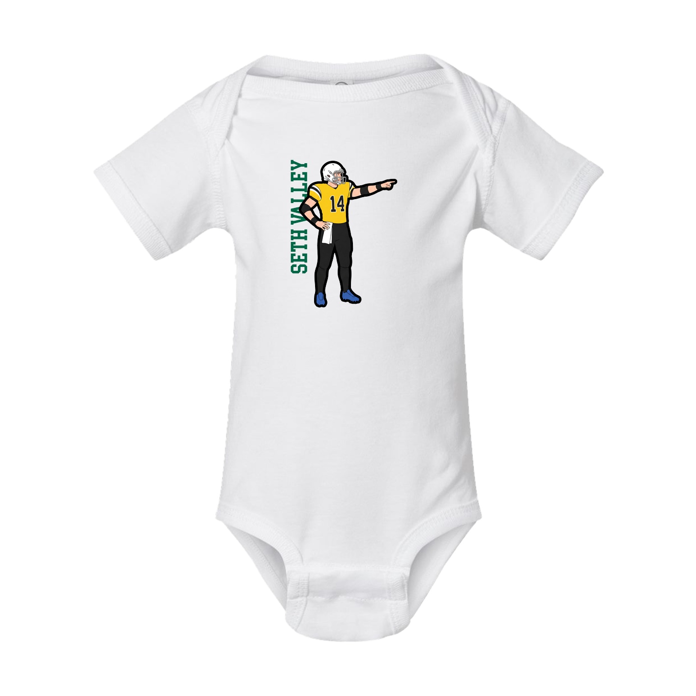 Baby Onesie — Name Vertical in White