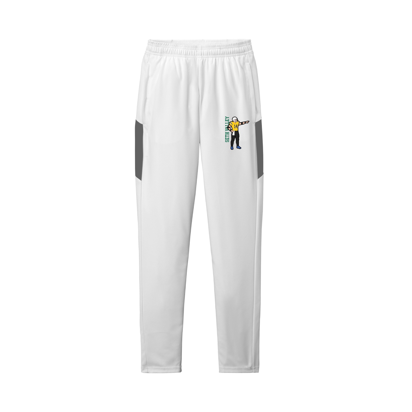 Team Travel Pant — Name Vertical in White/Grey