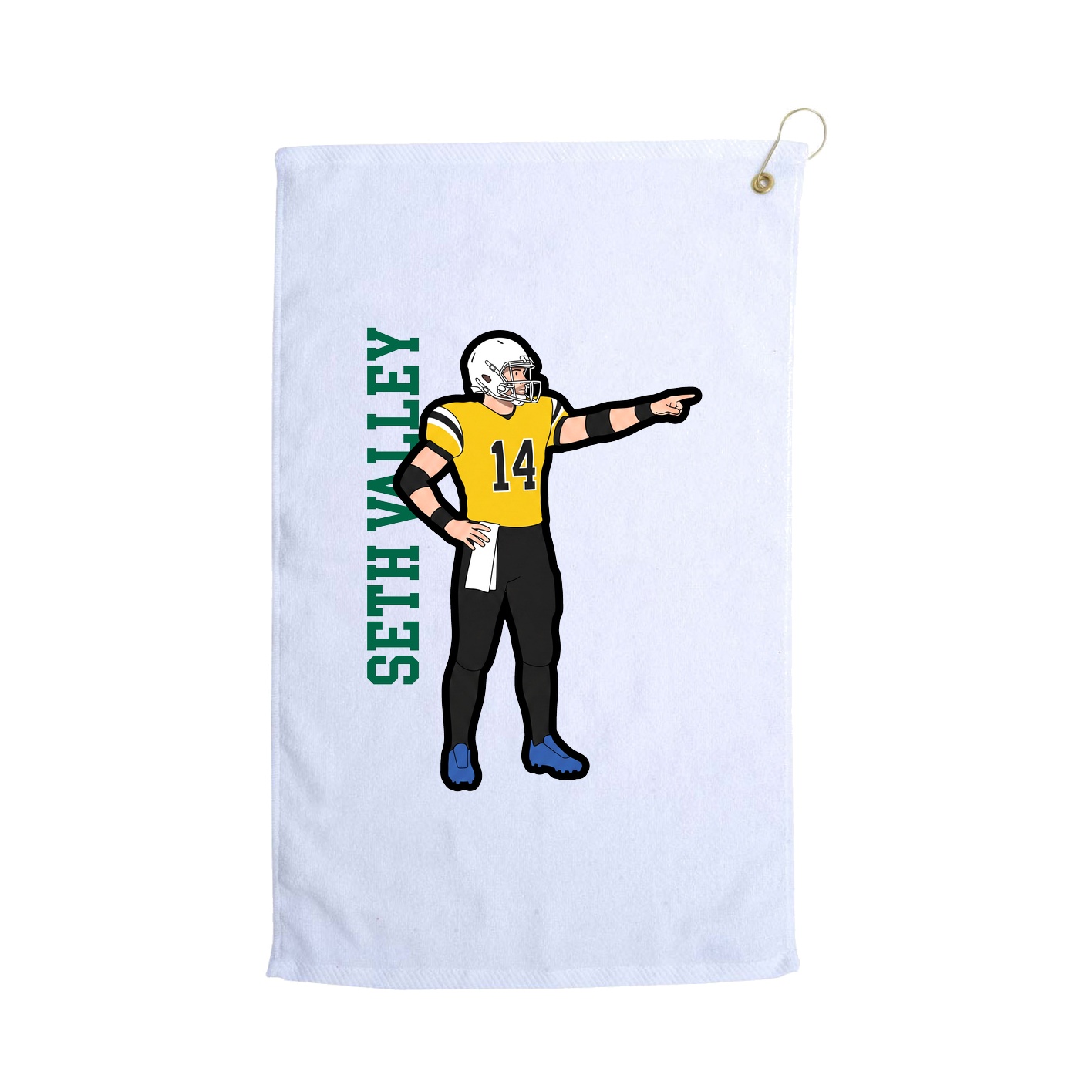 Golf Towel — Name Vertical in White