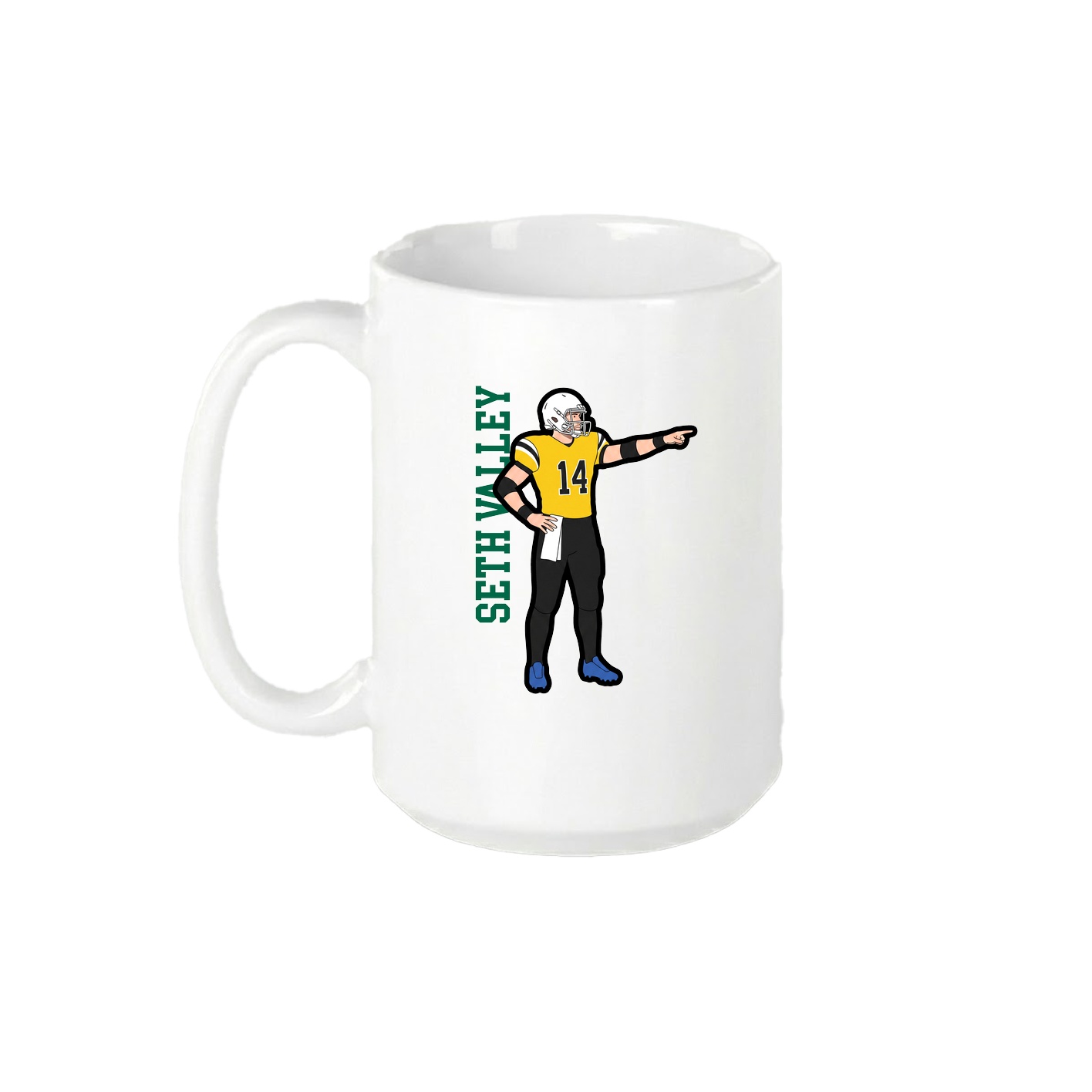 15oz Coffee Mug — Name Vertical in White