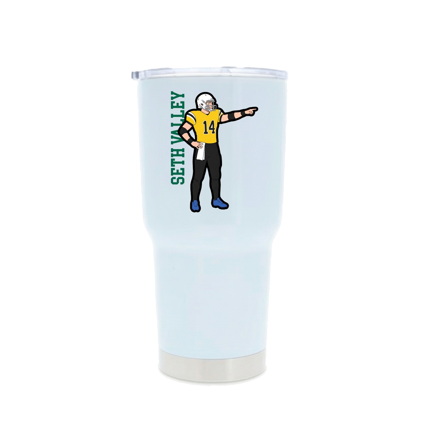 30oz Stainless Steel Tumbler — Name Vertical in White