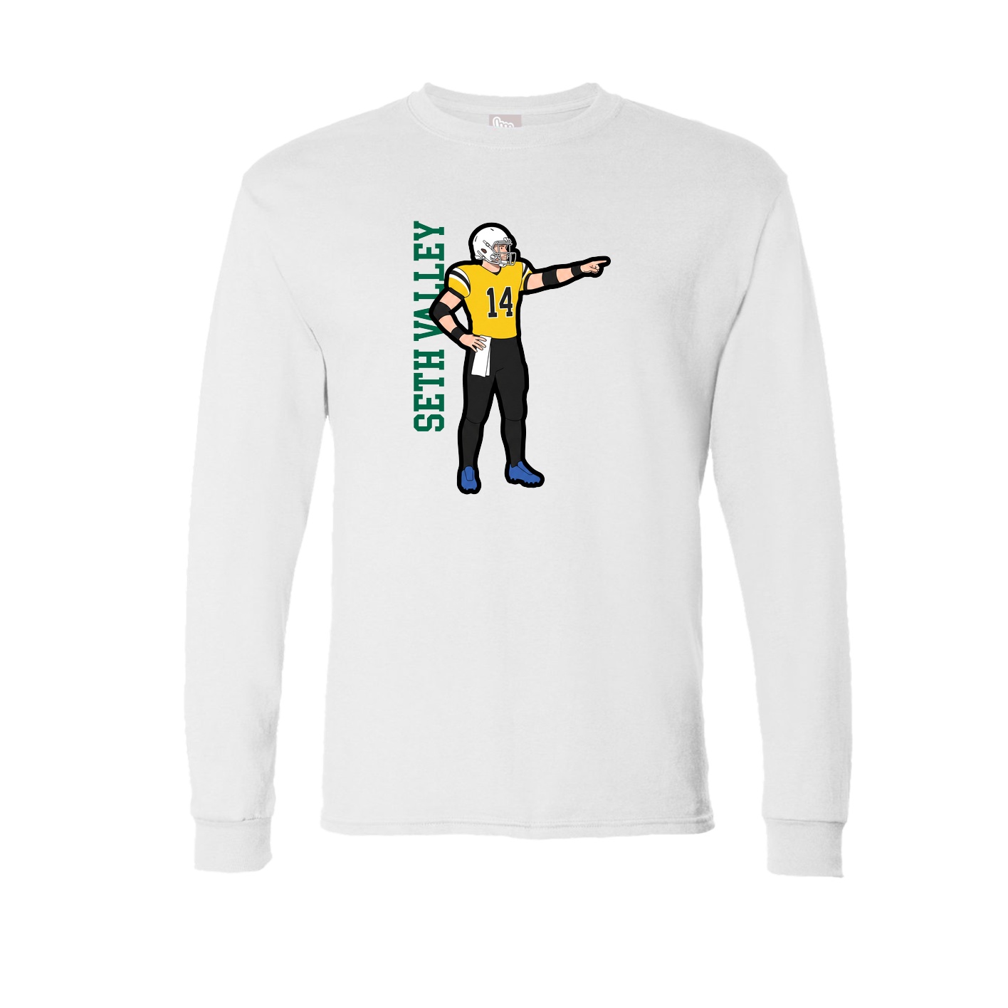 Long Sleeve Tee — Name Vertical in White