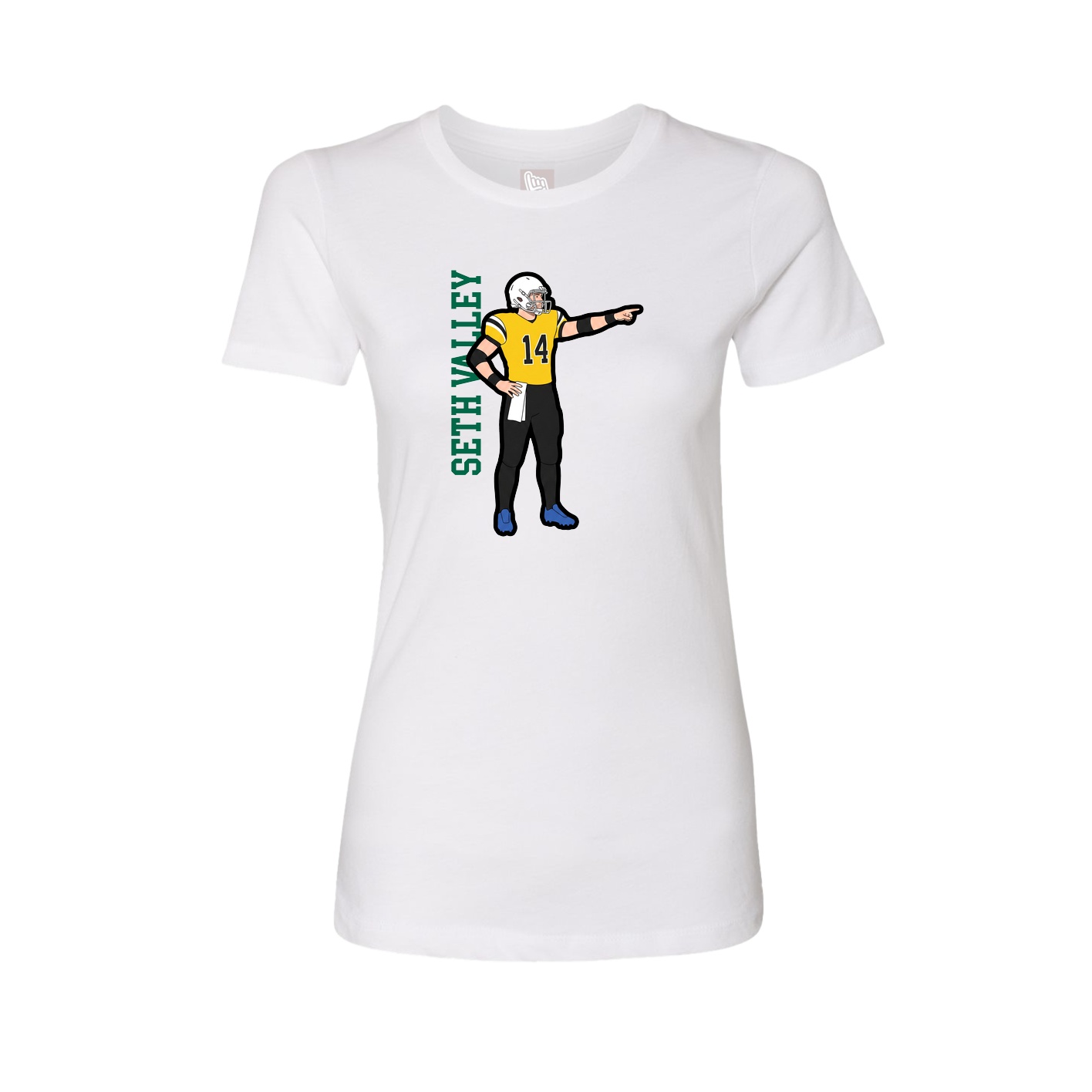 Fitted Women's Tee — Name Vertical in White