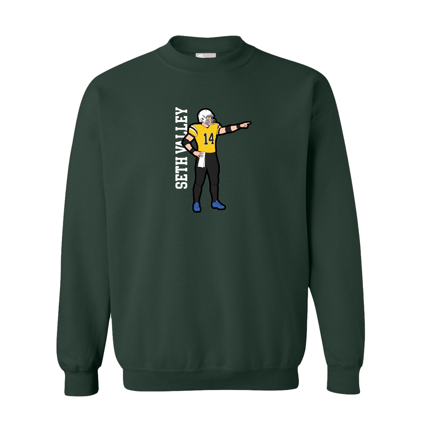 Fleece Crew — Name Vertical in Green