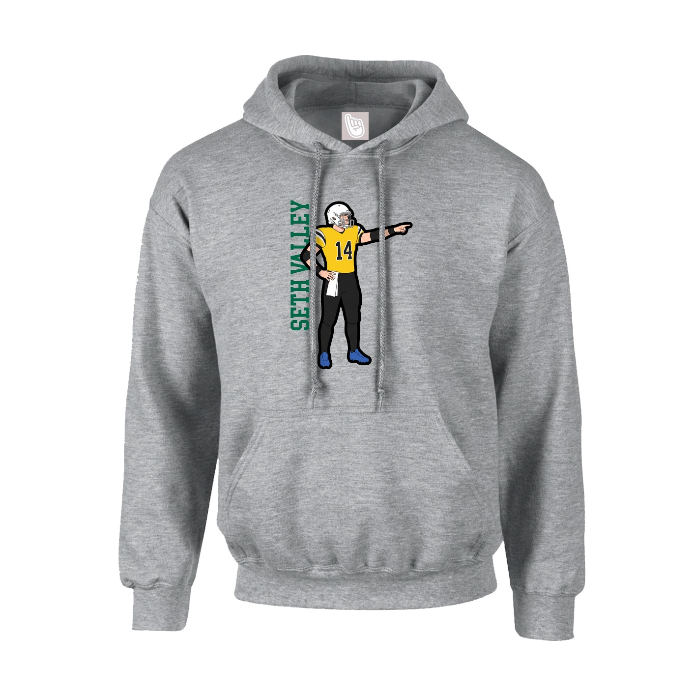 Youth Hoodie — Name Vertical in Grey