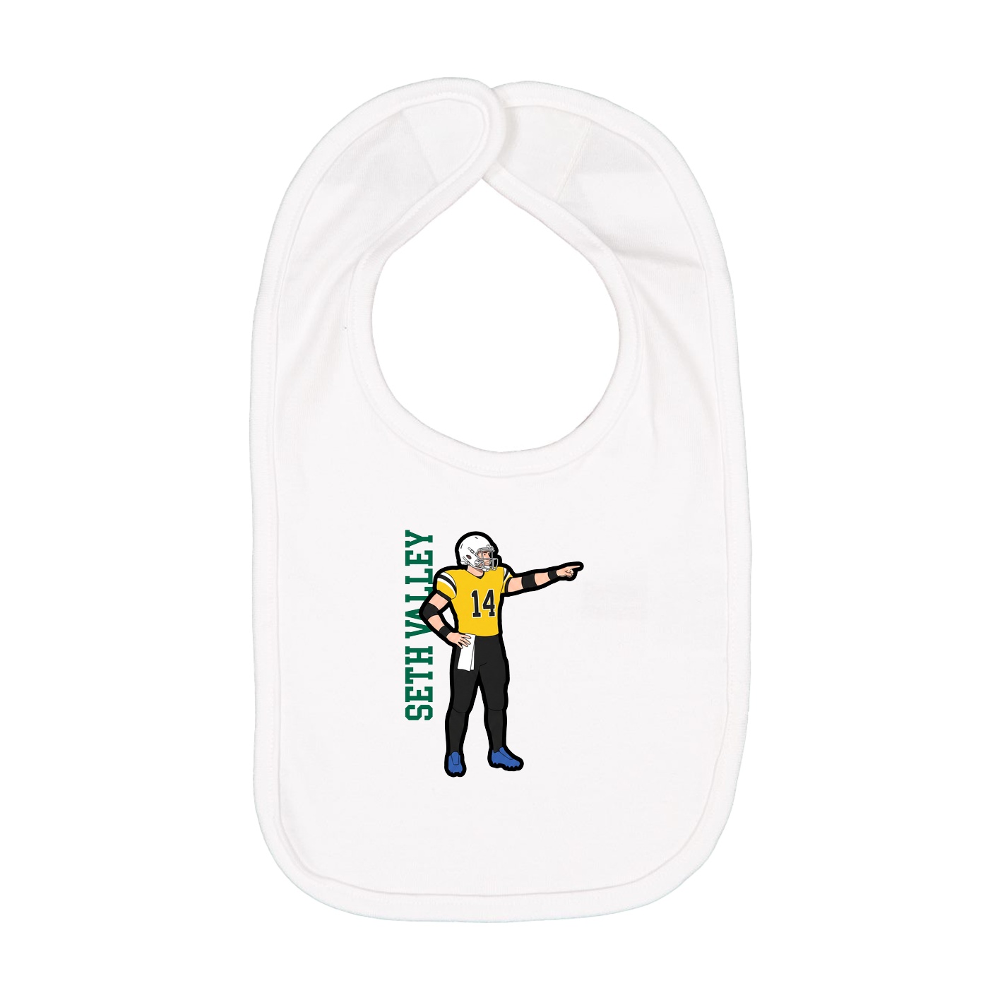 Infant Bib — Name Vertical in White