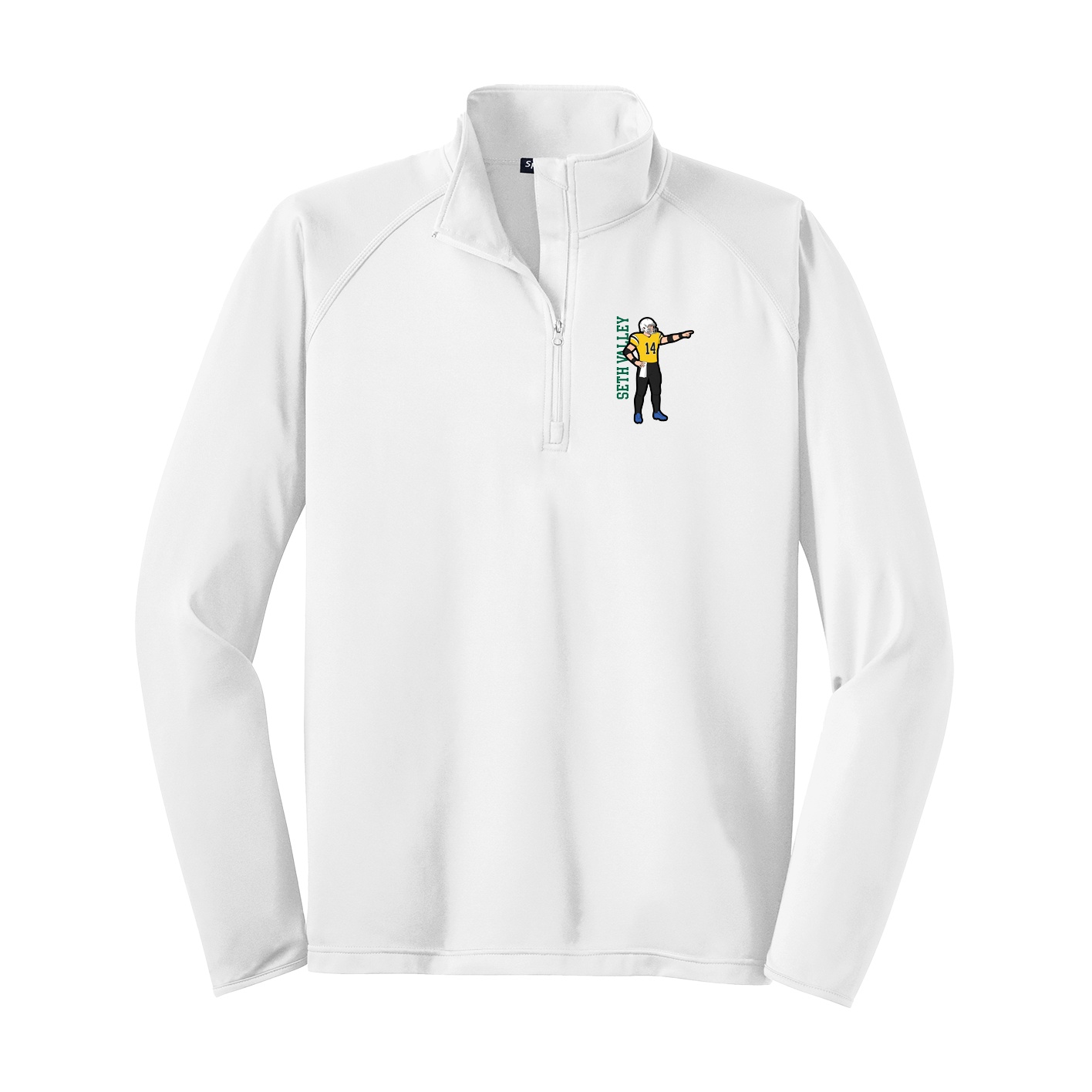 Q-Zip Pullover — Name Vertical in White